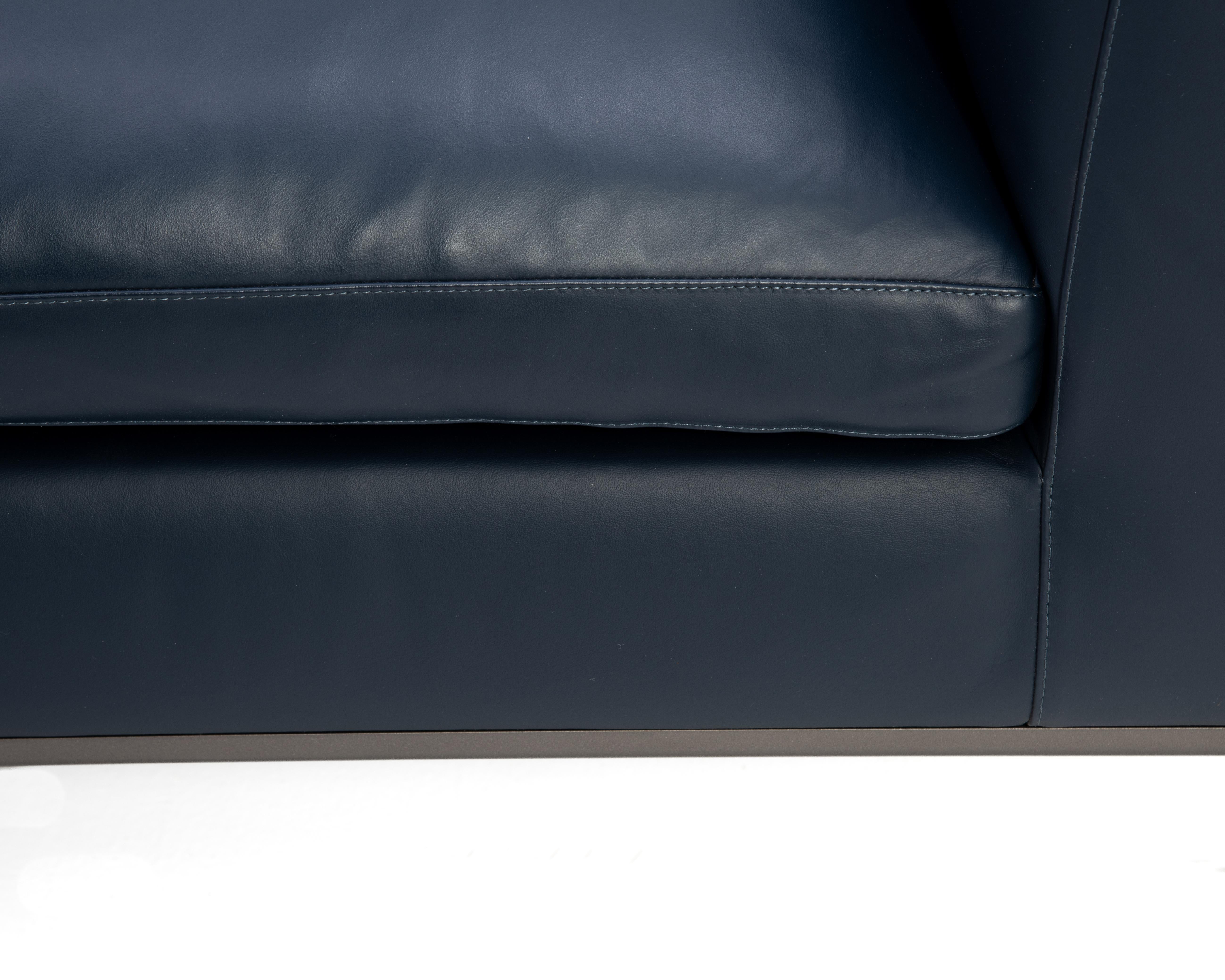 Antonio Citterio B&B Italia Michel Club Blau Leder Zweiteiliges Modulares Sofa 2016 im Angebot 7