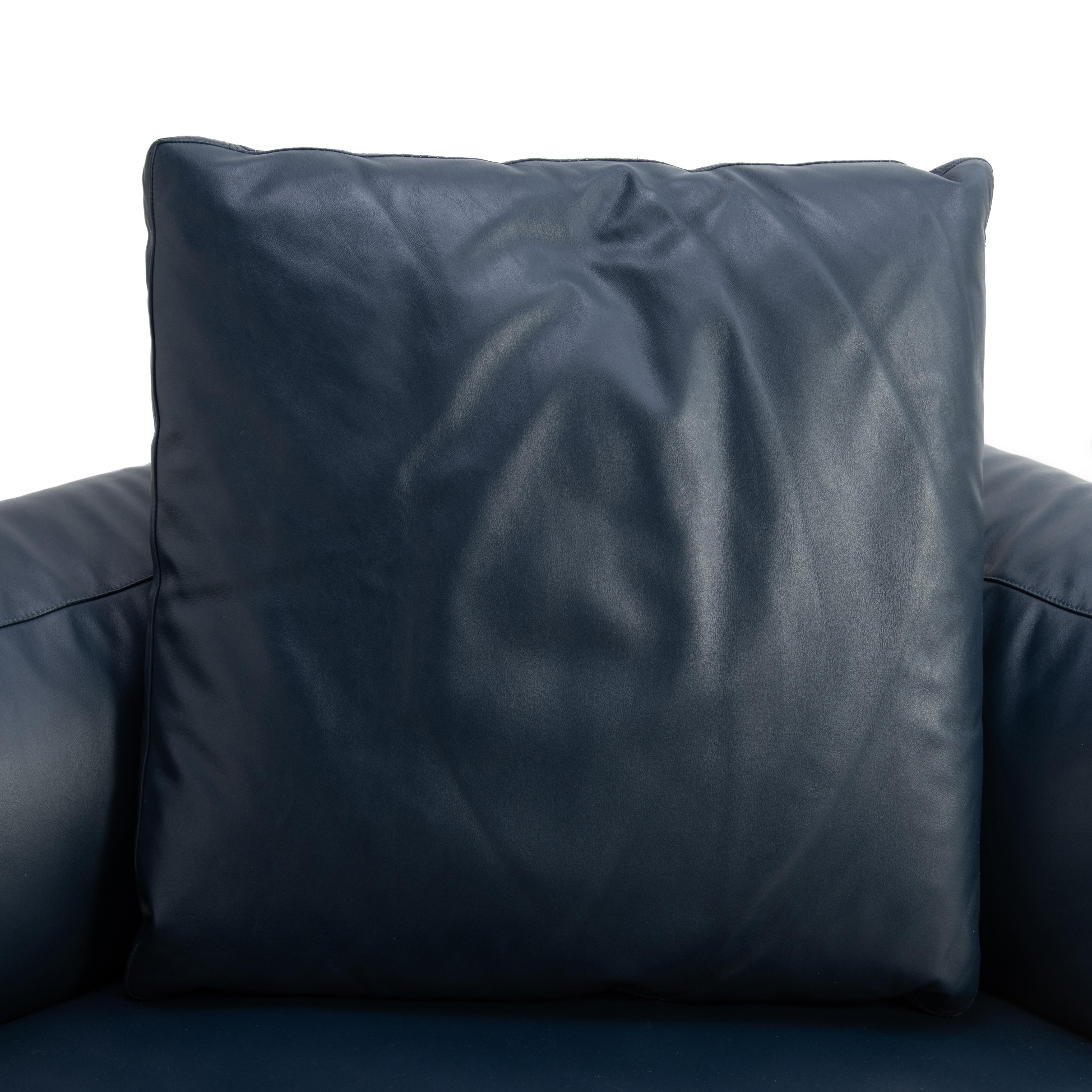 Antonio Citterio B&B Italia Michel Club Blau Leder Zweiteiliges Modulares Sofa 2016 im Angebot 11