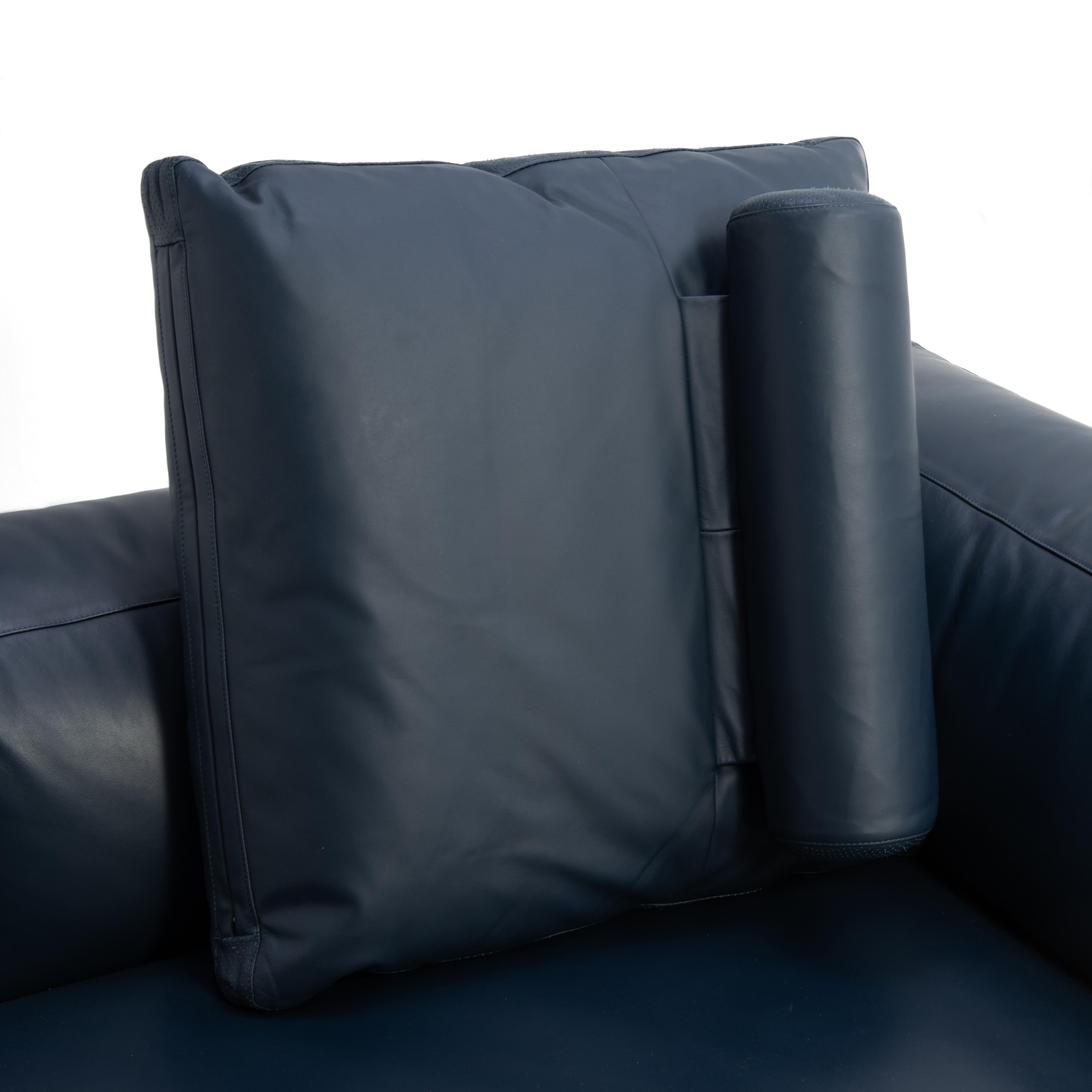 Antonio Citterio B&B Italia Michel Club Blau Leder Zweiteiliges Modulares Sofa 2016 im Angebot 12