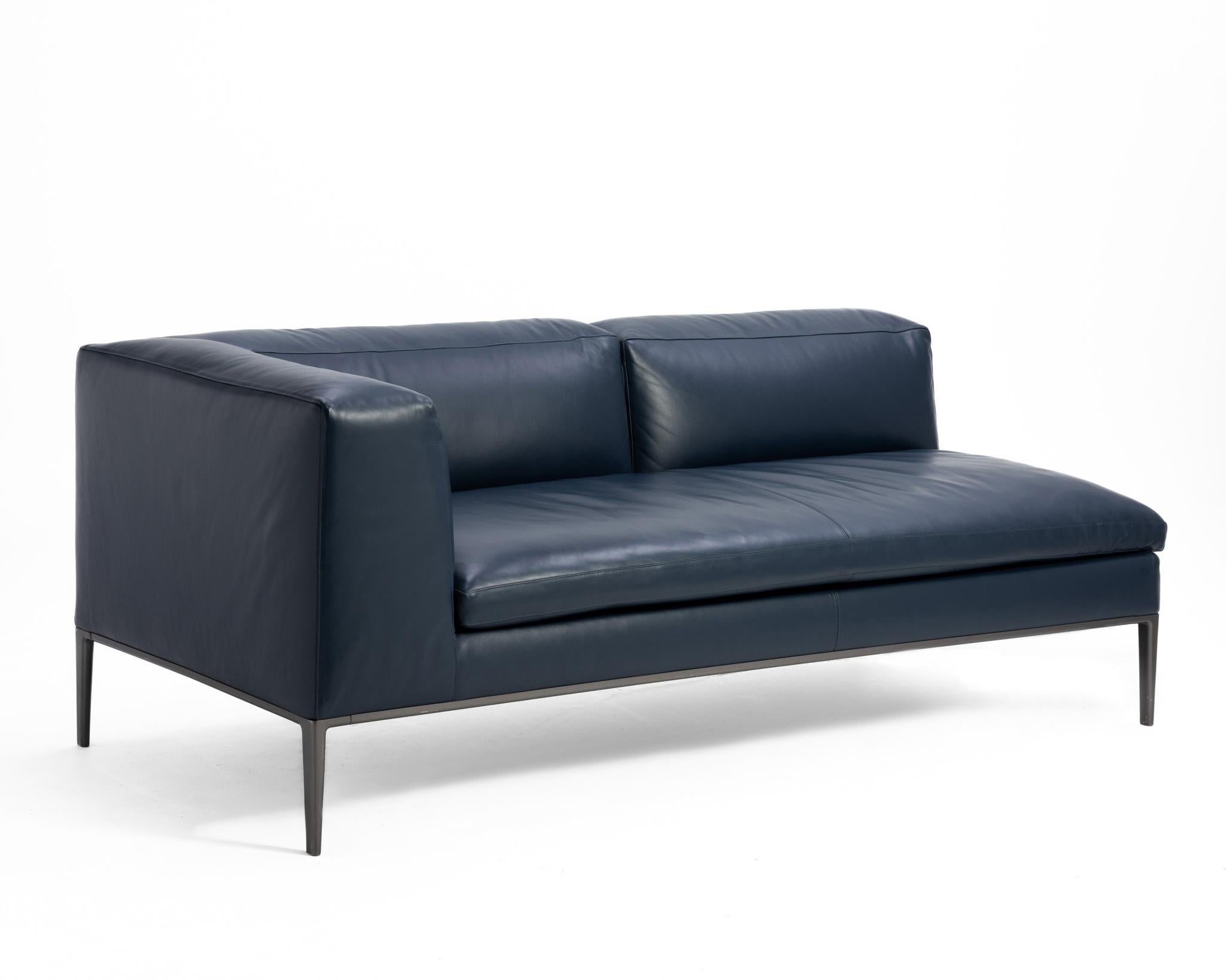 Antonio Citterio B&B Italia Michel Club Blau Leder Zweiteiliges Modulares Sofa 2016 (Postmoderne) im Angebot