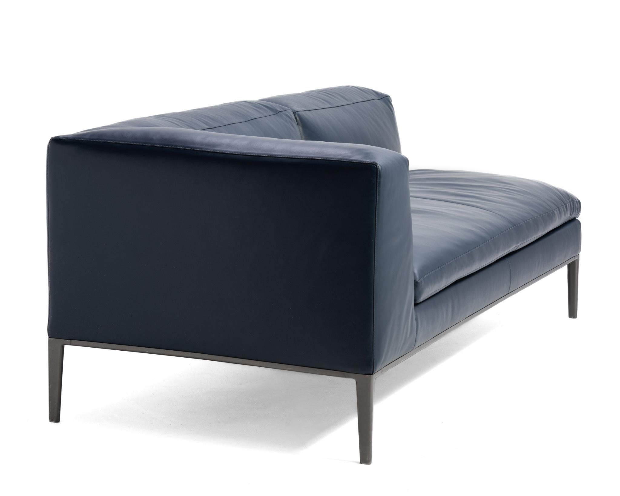 Antonio Citterio B&B Italia Michel Club Blau Leder Zweiteiliges Modulares Sofa 2016 (Italienisch) im Angebot