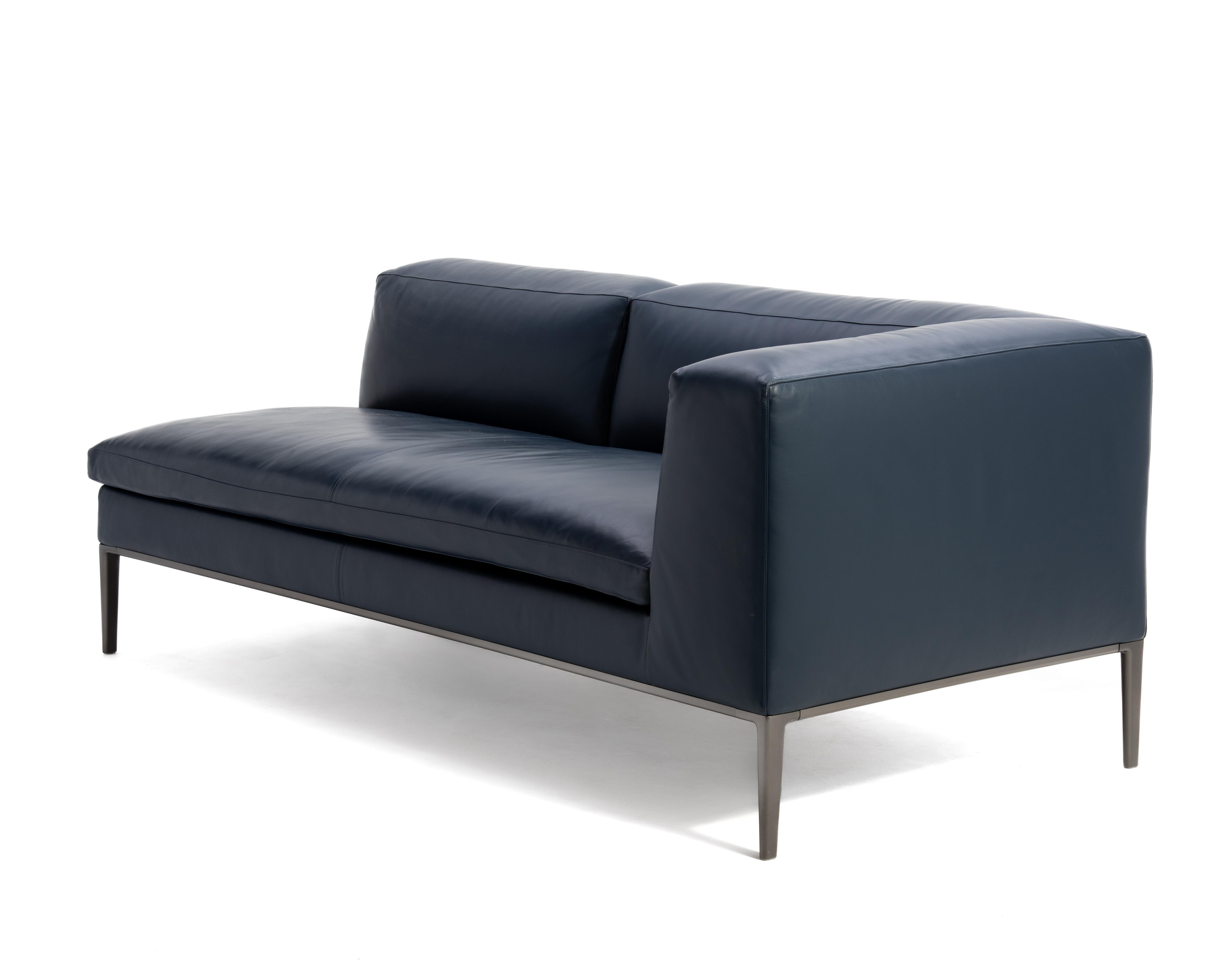 Antonio Citterio B&B Italia Michel Club Blau Leder Zweiteiliges Modulares Sofa 2016 im Zustand „Gut“ im Angebot in Forest Grove, PA