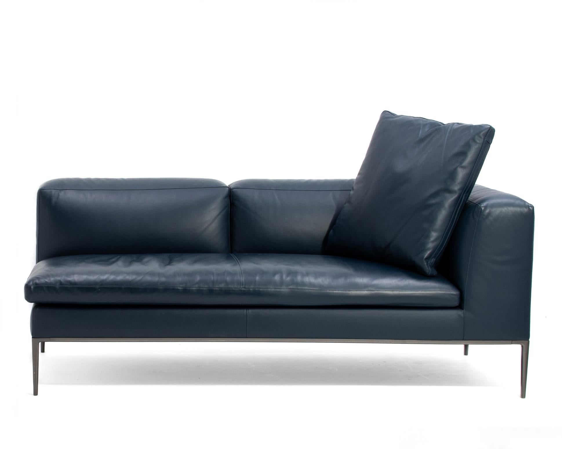 Antonio Citterio B&B Italia Michel Club Blau Leder Zweiteiliges Modulares Sofa 2016 (21. Jahrhundert und zeitgenössisch) im Angebot