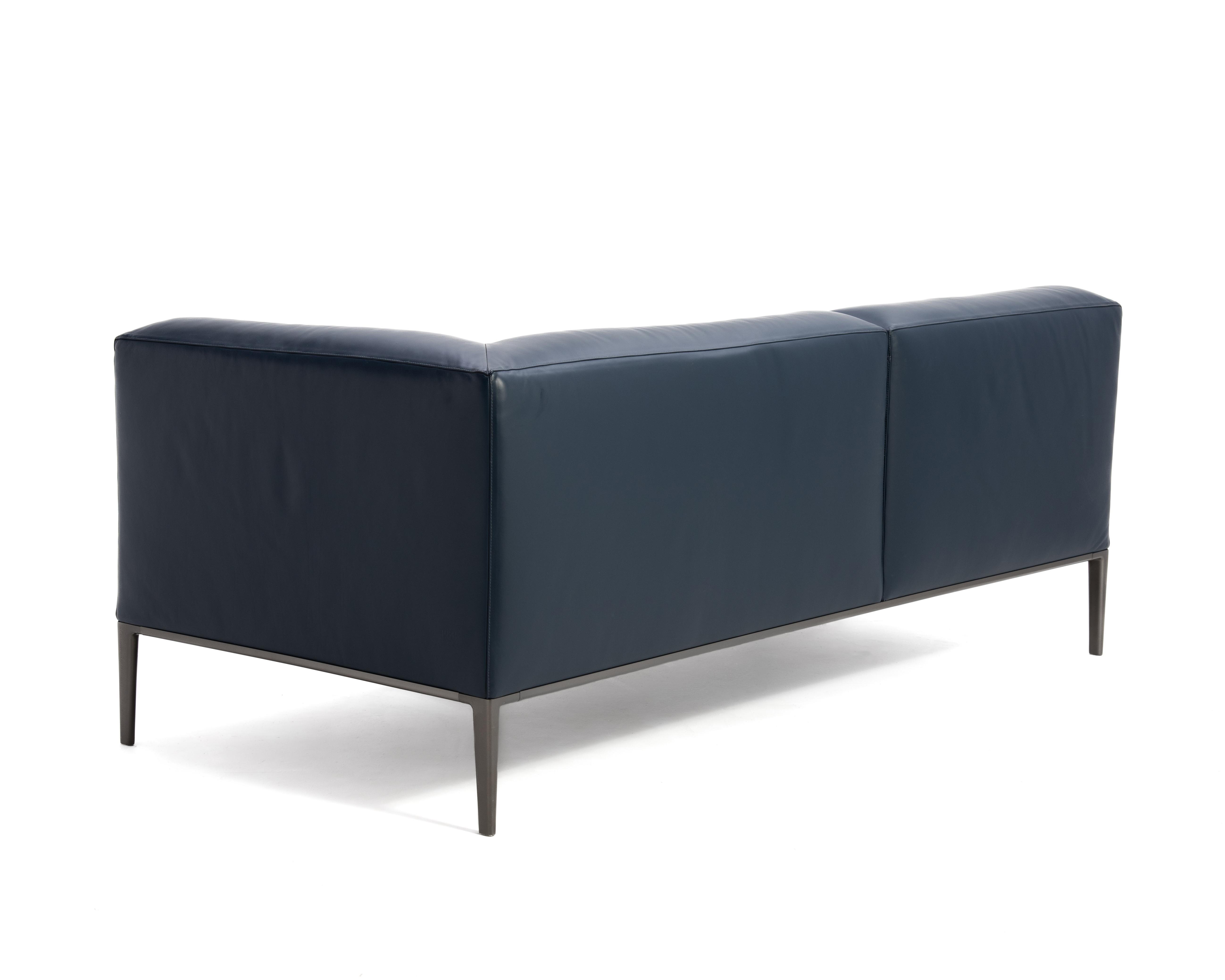 Antonio Citterio B&B Italia Michel Club Blau Leder Zweiteiliges Modulares Sofa 2016 im Angebot 1
