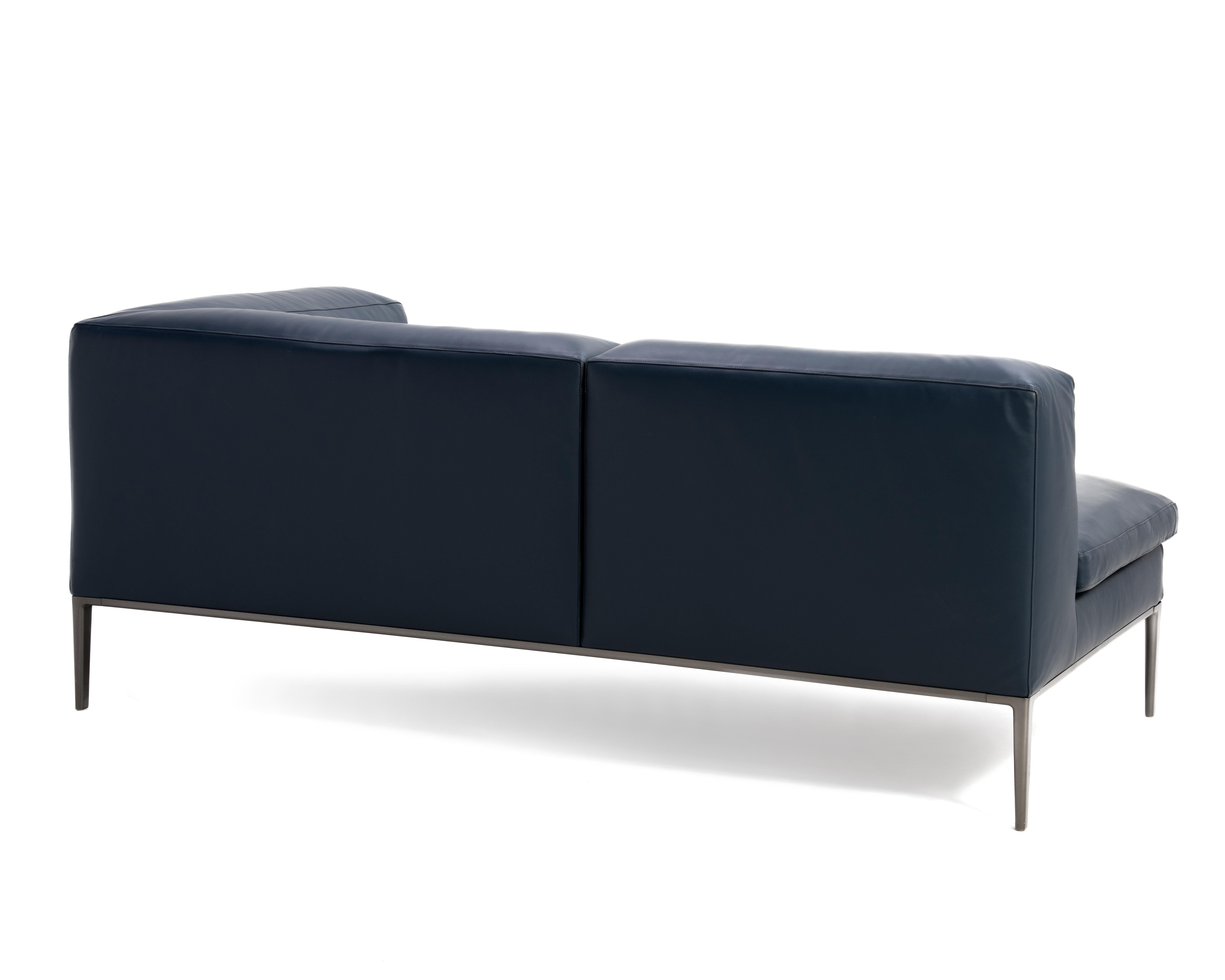 Antonio Citterio B&B Italia Michel Club Blau Leder Zweiteiliges Modulares Sofa 2016 im Angebot 2