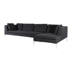 Vintage Antonio Citterio, Charles Sofa, B&B Italia, Black, Two Parts Sofa