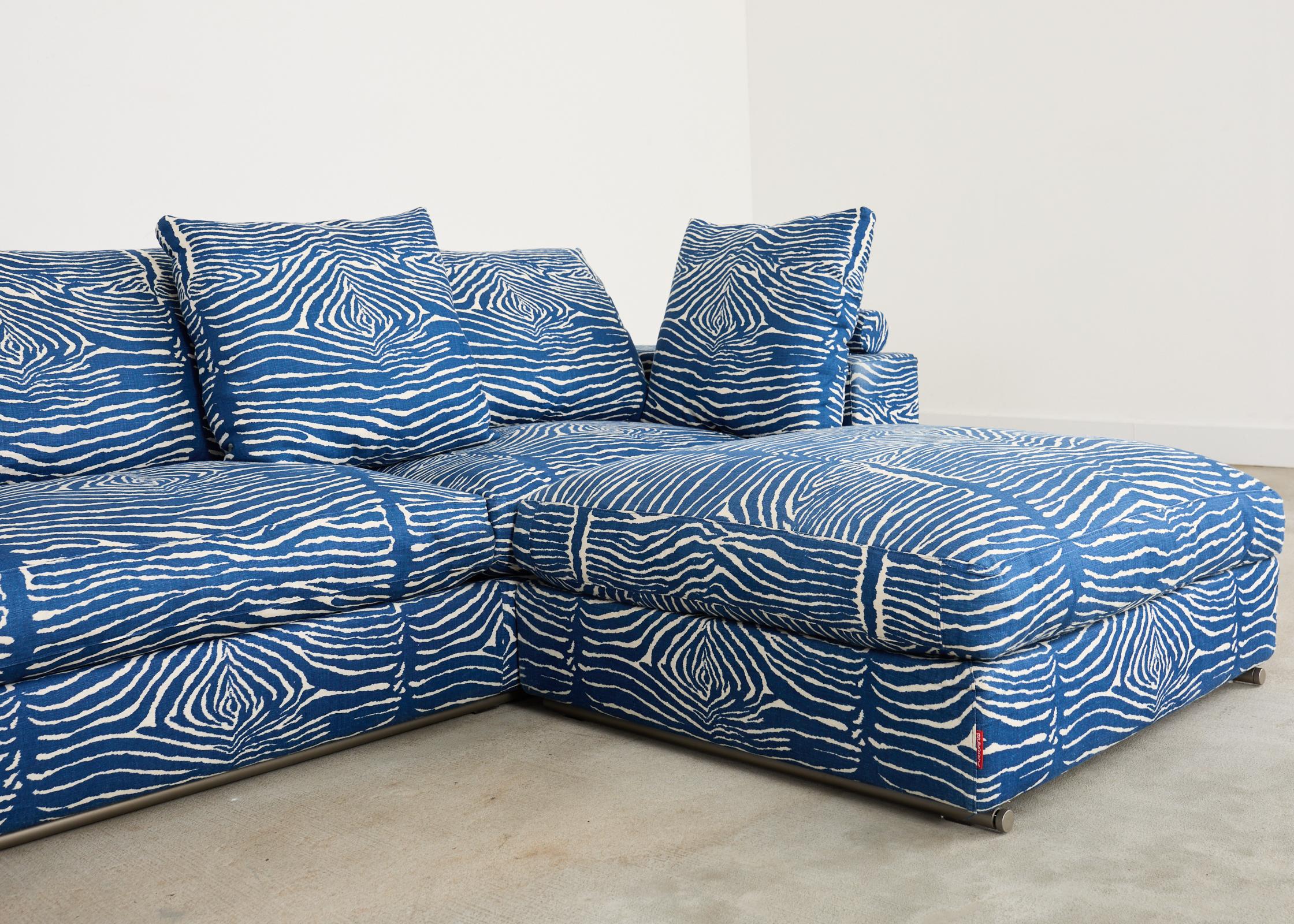 Antonio Citterio Flexform Sectional Sofa Brunschwig Le Zebra Linen 2
