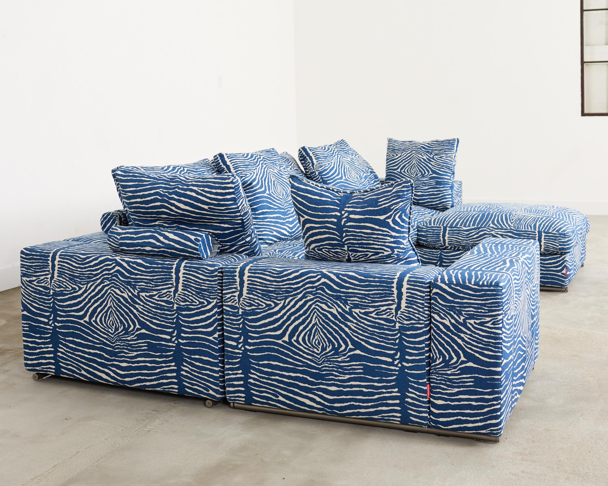 Antonio Citterio Flexform Sectional Sofa Brunschwig Le Zebra Linen 3