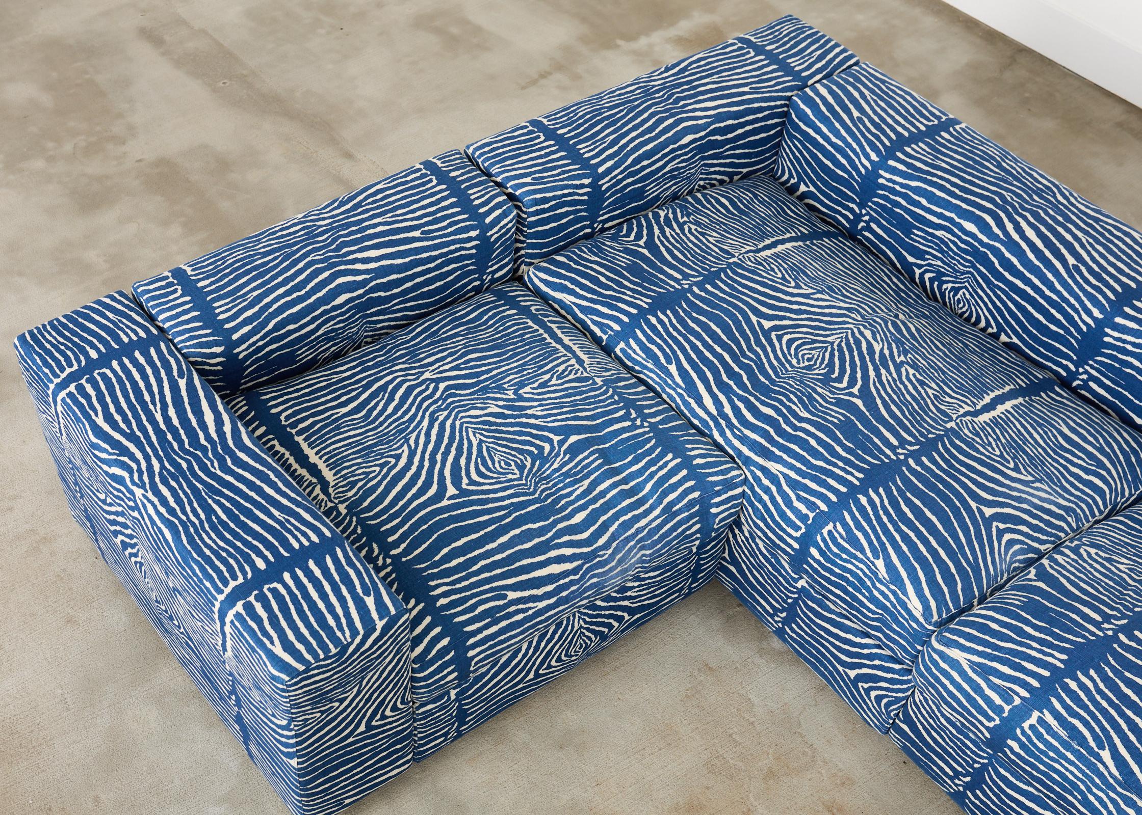 Antonio Citterio Flexform Sectional Sofa Brunschwig Le Zebra Linen 4