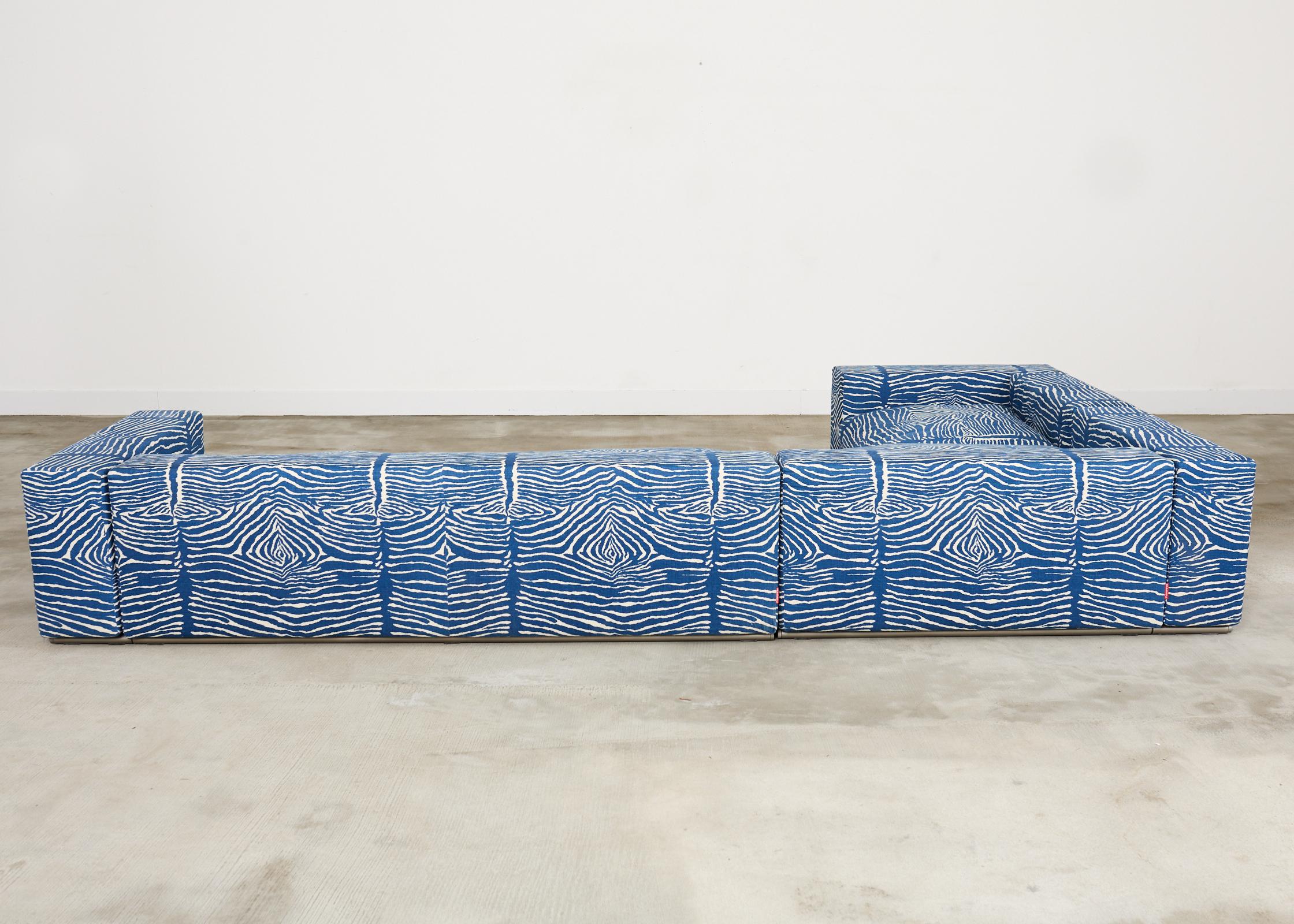 Antonio Citterio Flexform Sectional Sofa Brunschwig Le Zebra Linen 9