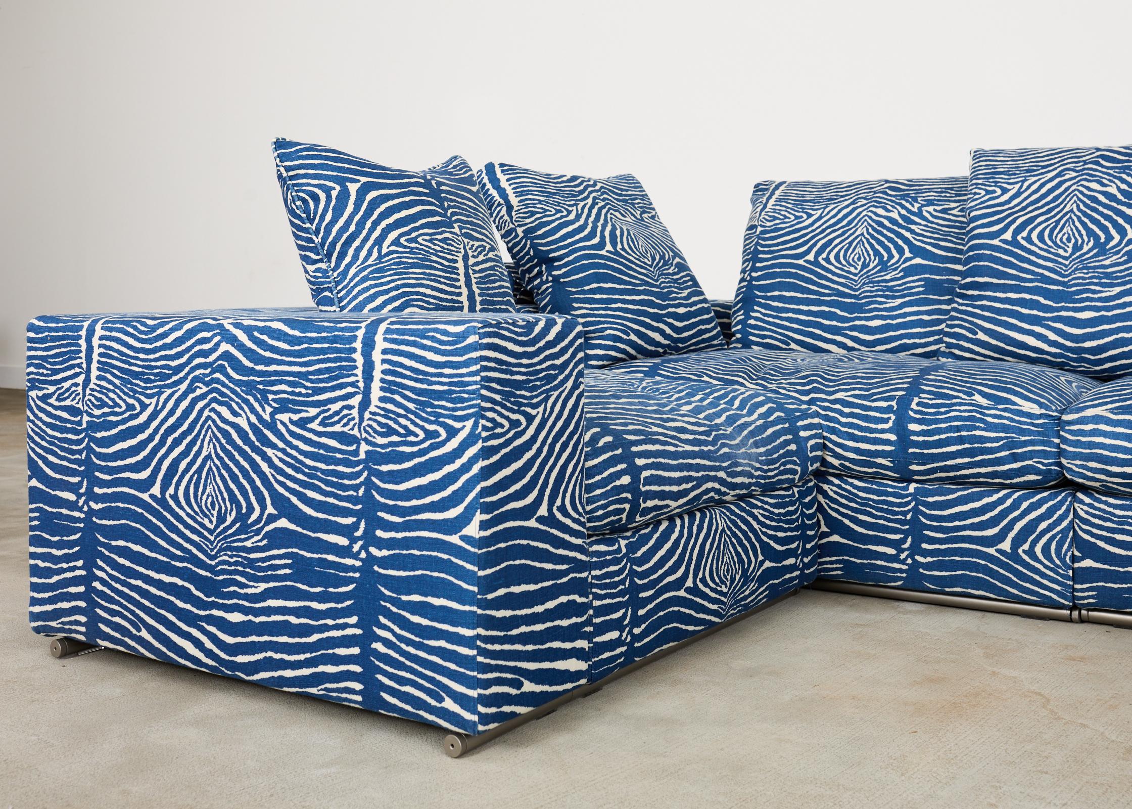 Metal Antonio Citterio Flexform Sectional Sofa Brunschwig Le Zebra Linen
