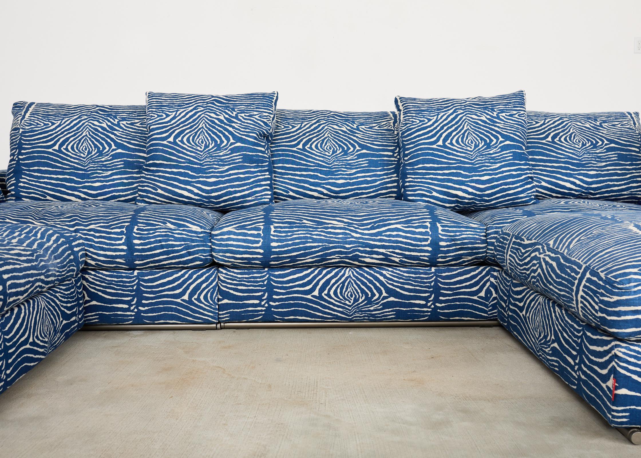 Antonio Citterio Flexform Sectional Sofa Brunschwig Le Zebra Linen 1