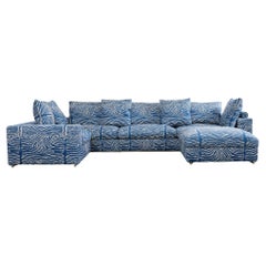 Antonio Citterio Flexform Sectional Sofa Brunschwig Le Zebra Linen