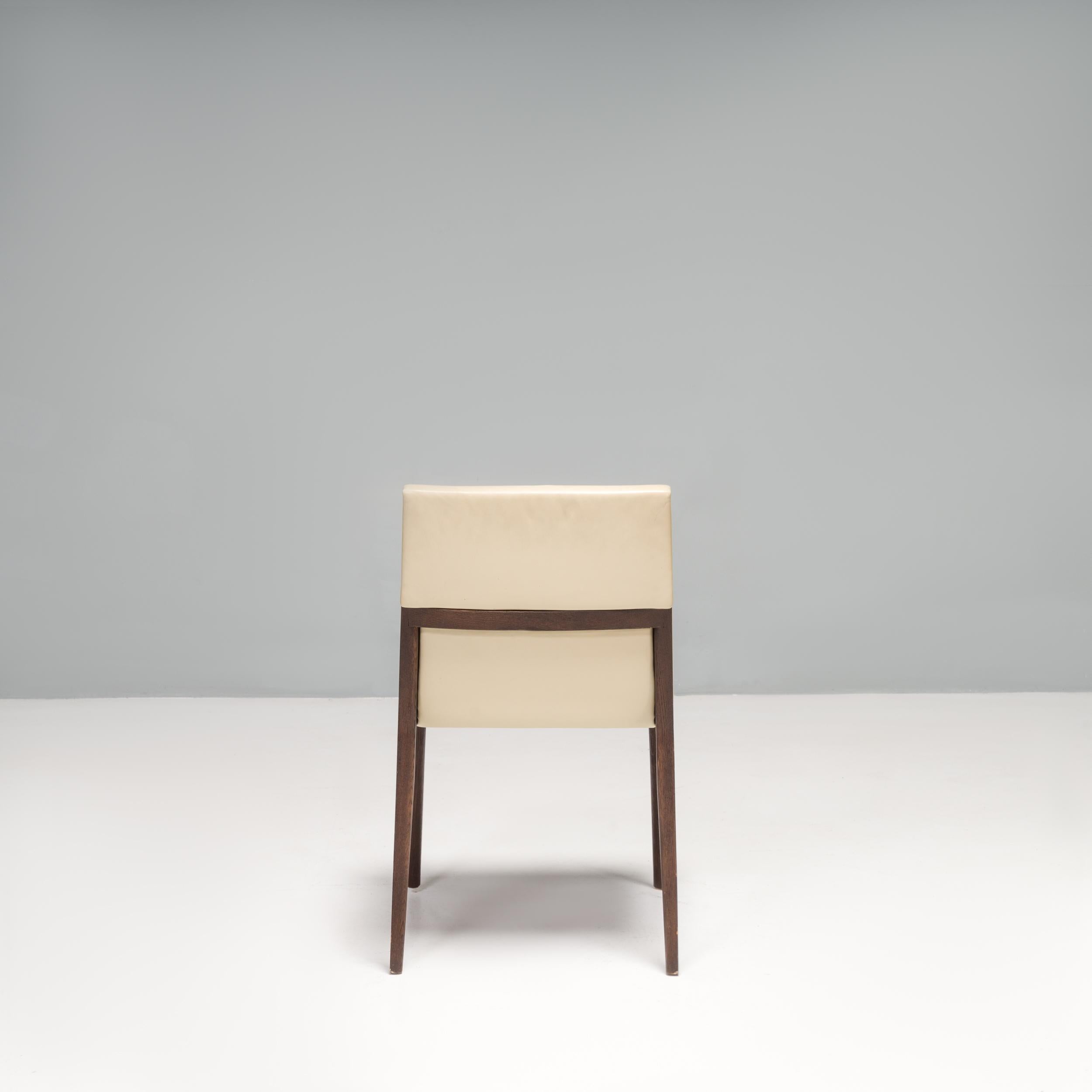 Chaises de salle à manger B&B Italia par Antonio Citterio en cuir beige et noyer EL, ensemble de 4 pièces en vente 2