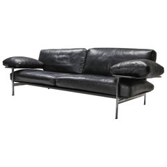 Antonio Citterio for B&B Italia / C&B Italia Black Leather Sofa