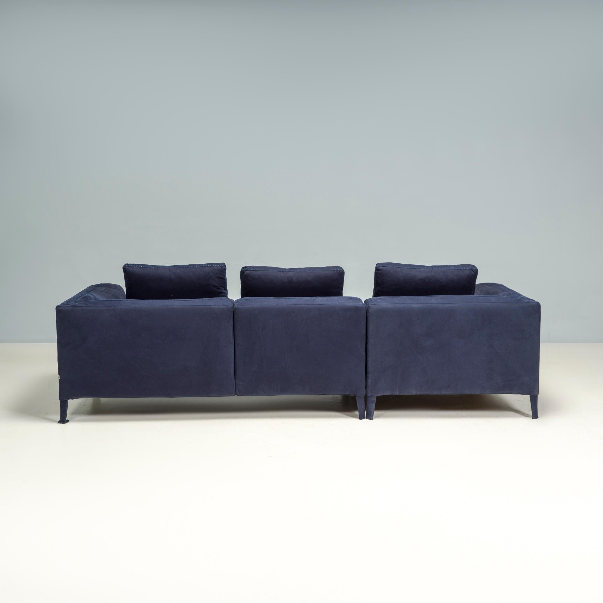 Italian Antonio Citterio for B&B Italia Dark Blue Fabric Michel Corner Sofa For Sale
