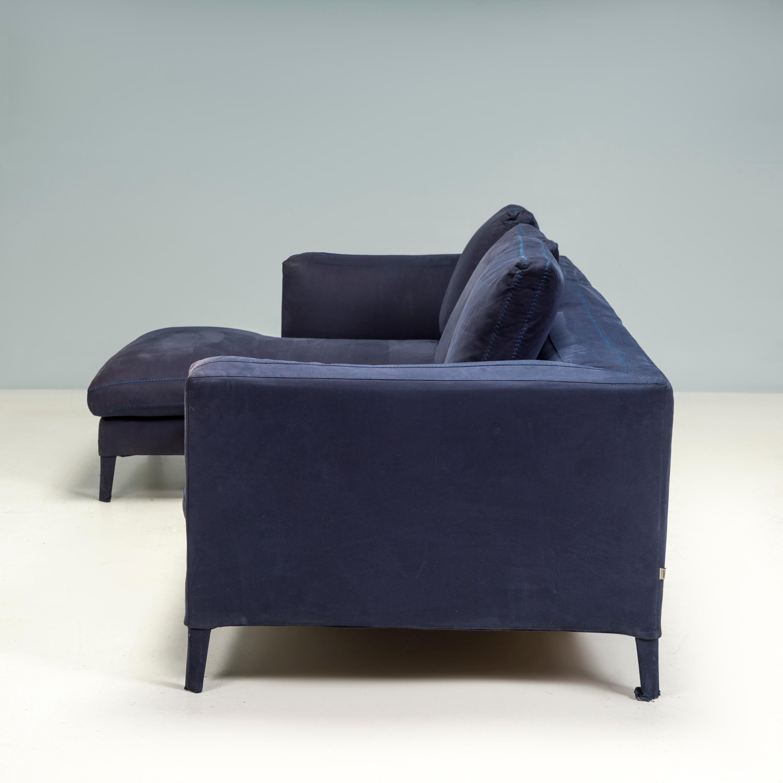 Antonio Citterio for B&B Italia Dark Blue Fabric Michel Corner Sofa In Good Condition For Sale In London, GB