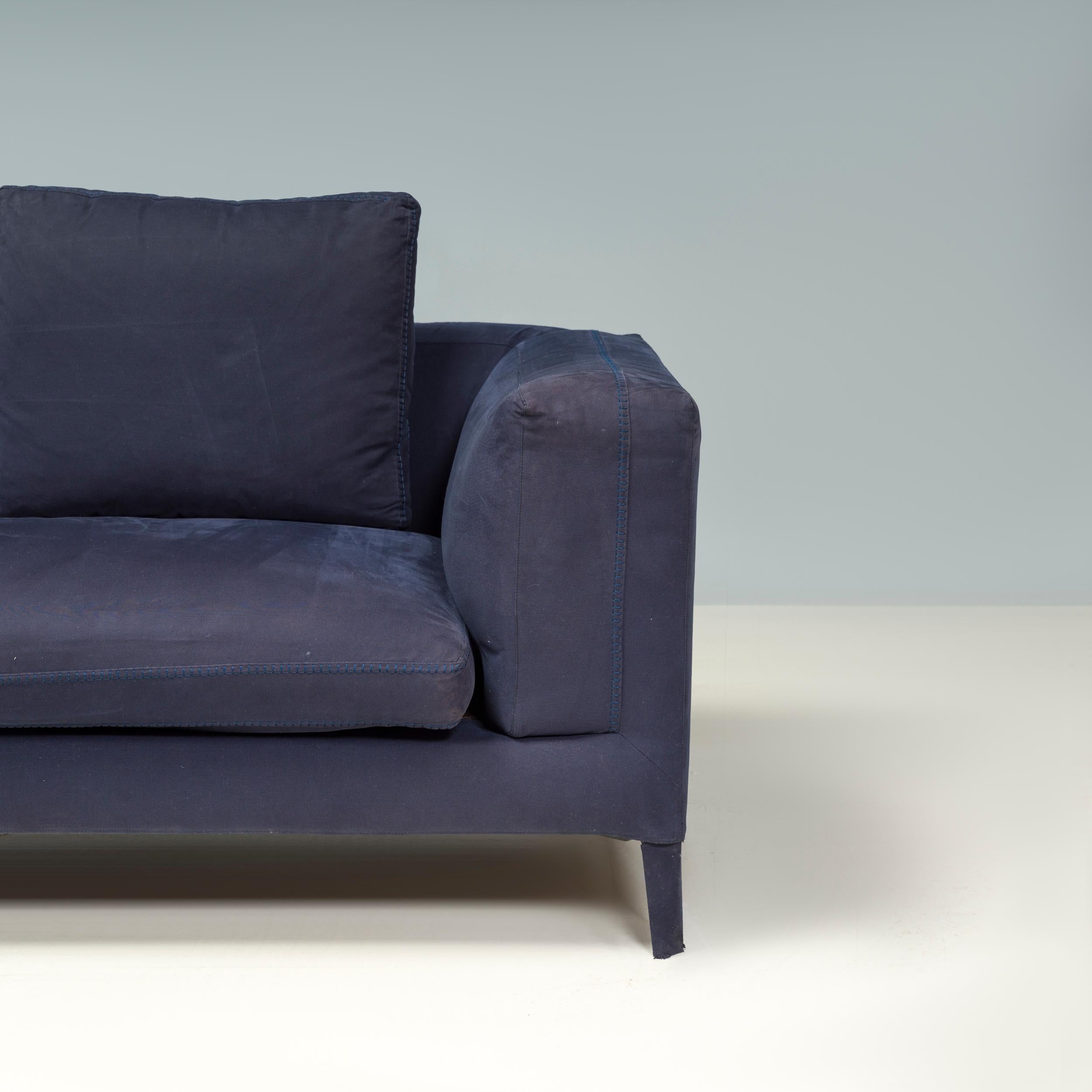 Contemporary Antonio Citterio for B&B Italia Dark Blue Fabric Michel Corner Sofa For Sale