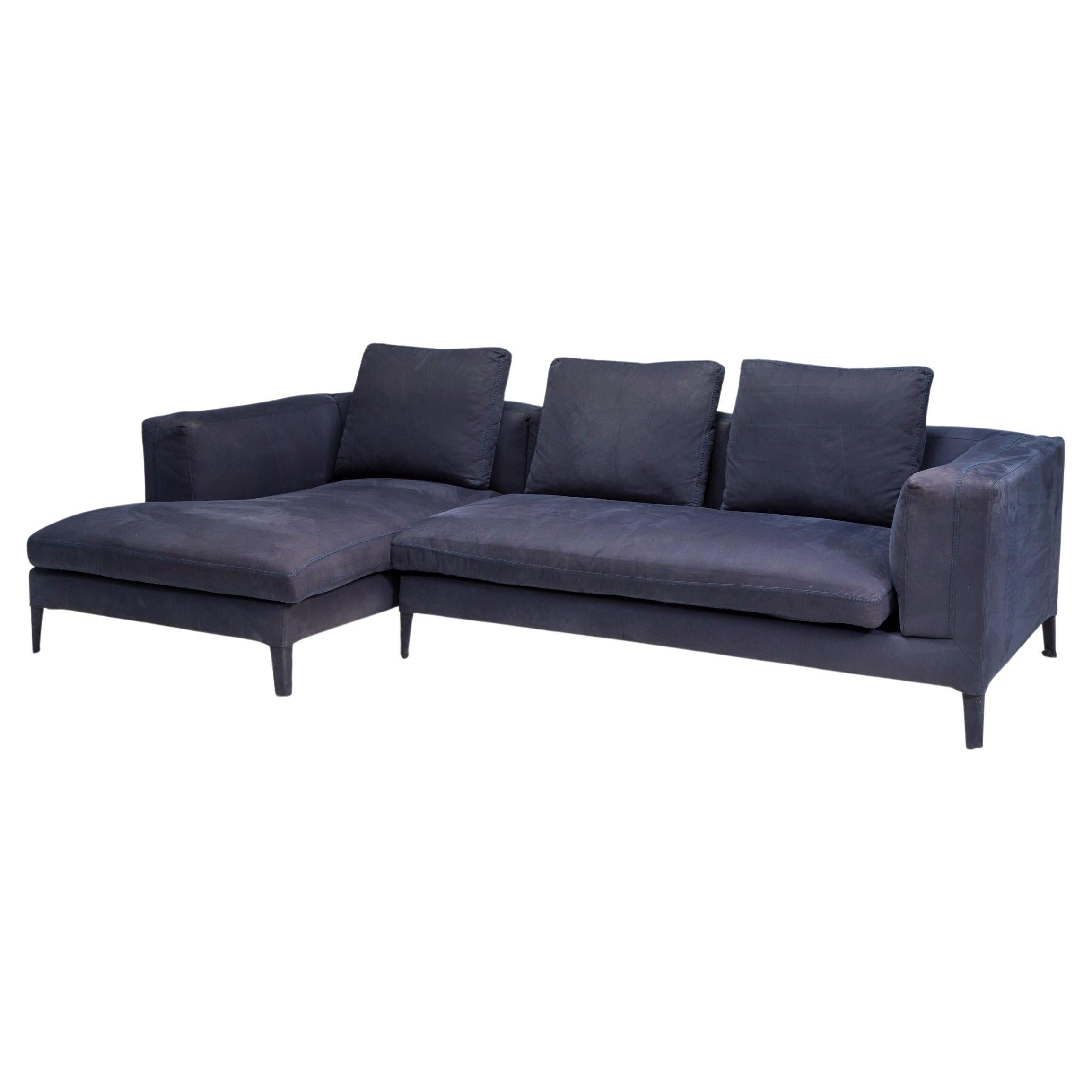 Antonio Citterio for B&B Italia Dark Blue Fabric Michel Corner Sofa For Sale