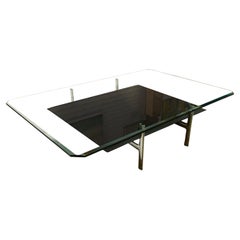 Antonio Citterio für B&B Italia Diesis, Couchtisch aus verchromtem Glas und Chromleder, 2 Stufen