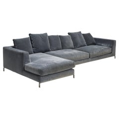  B&B Italia by Antonio Citterio Grey Ray Velvet Corner Sofa