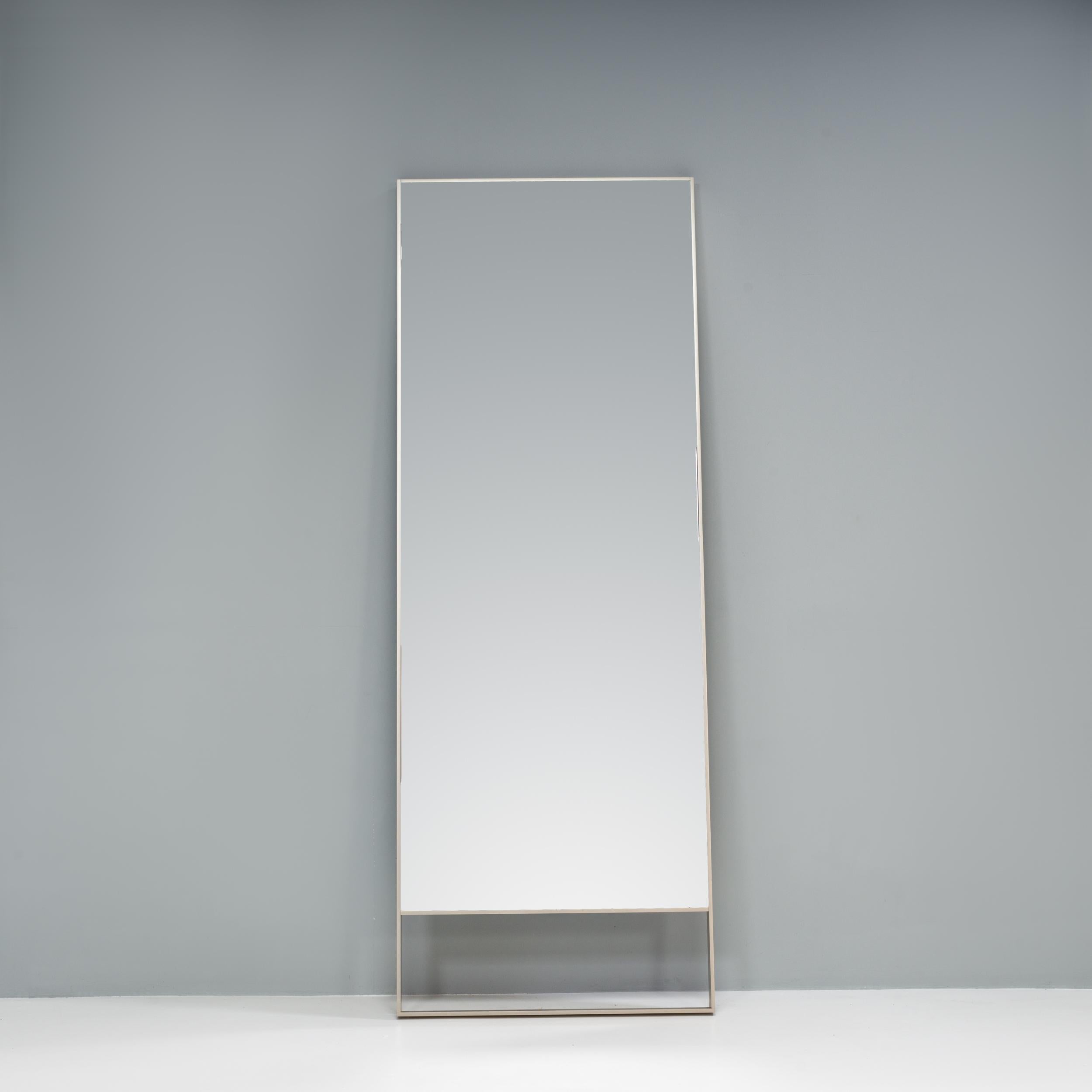 Originally designed by Antonio Citterio for Maxalto B&B Italia in 2001, the Psiche wall mirror is both elegant and refined.

The tall, free-standing mirror has an angular frame in a bright chromed finish, while the angled top makes it possible to