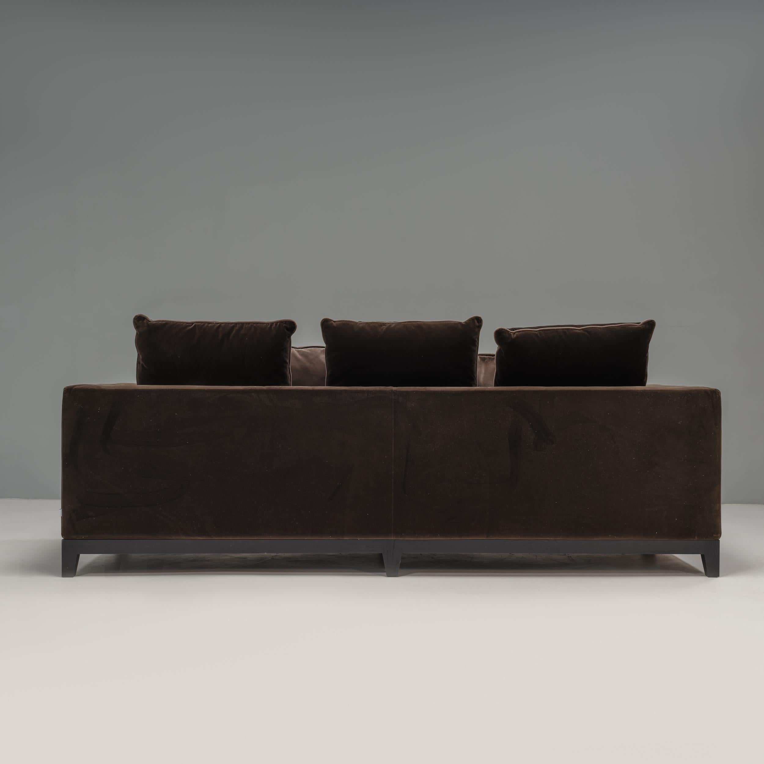 Contemporary Antonio Citterio for B&B Italia Maxalto Brown Velvet Three Seat Sofa, 2013