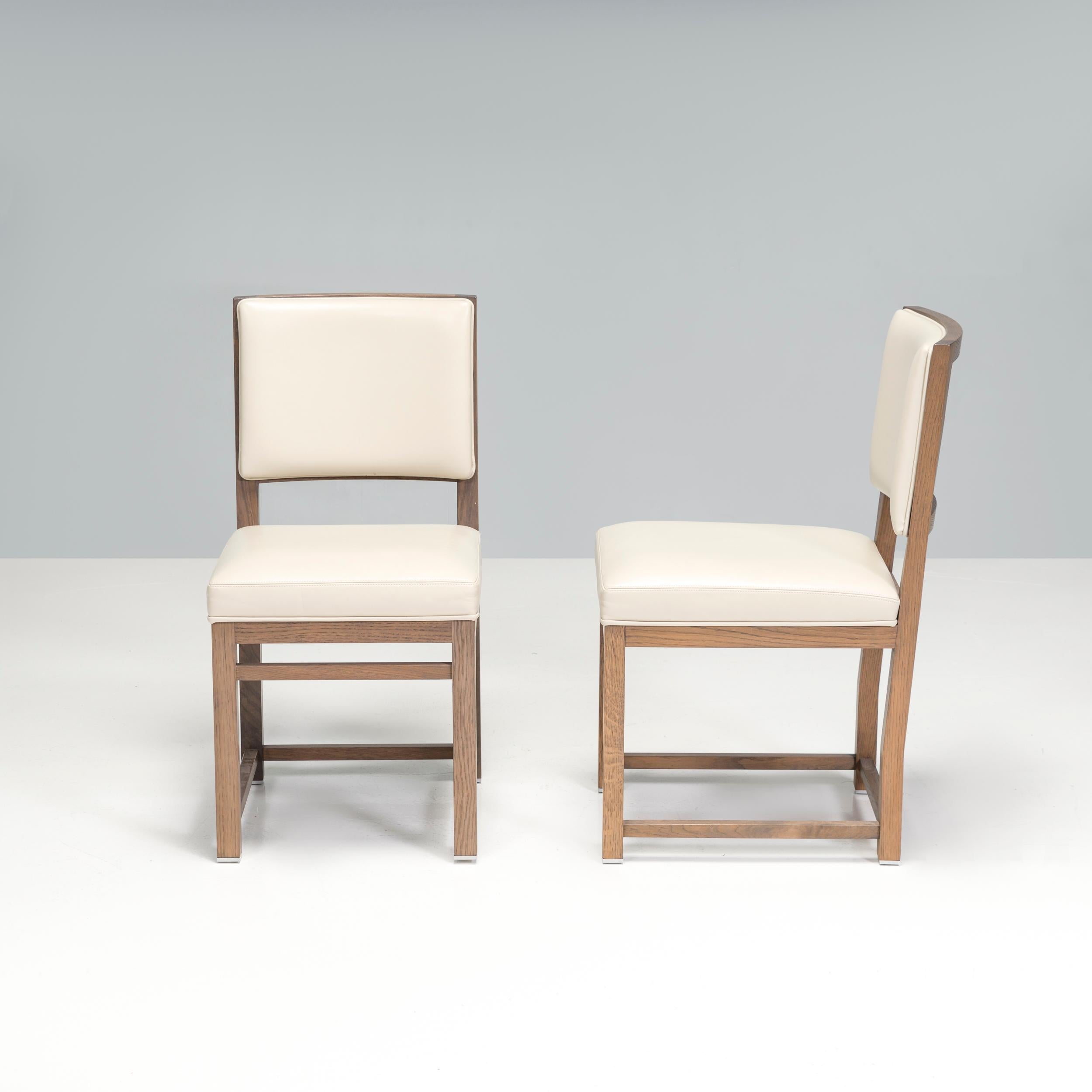 Italian Antonio Citterio for Maxalto Musa Oak & Leather Dining Chairs, Set of 2 For Sale