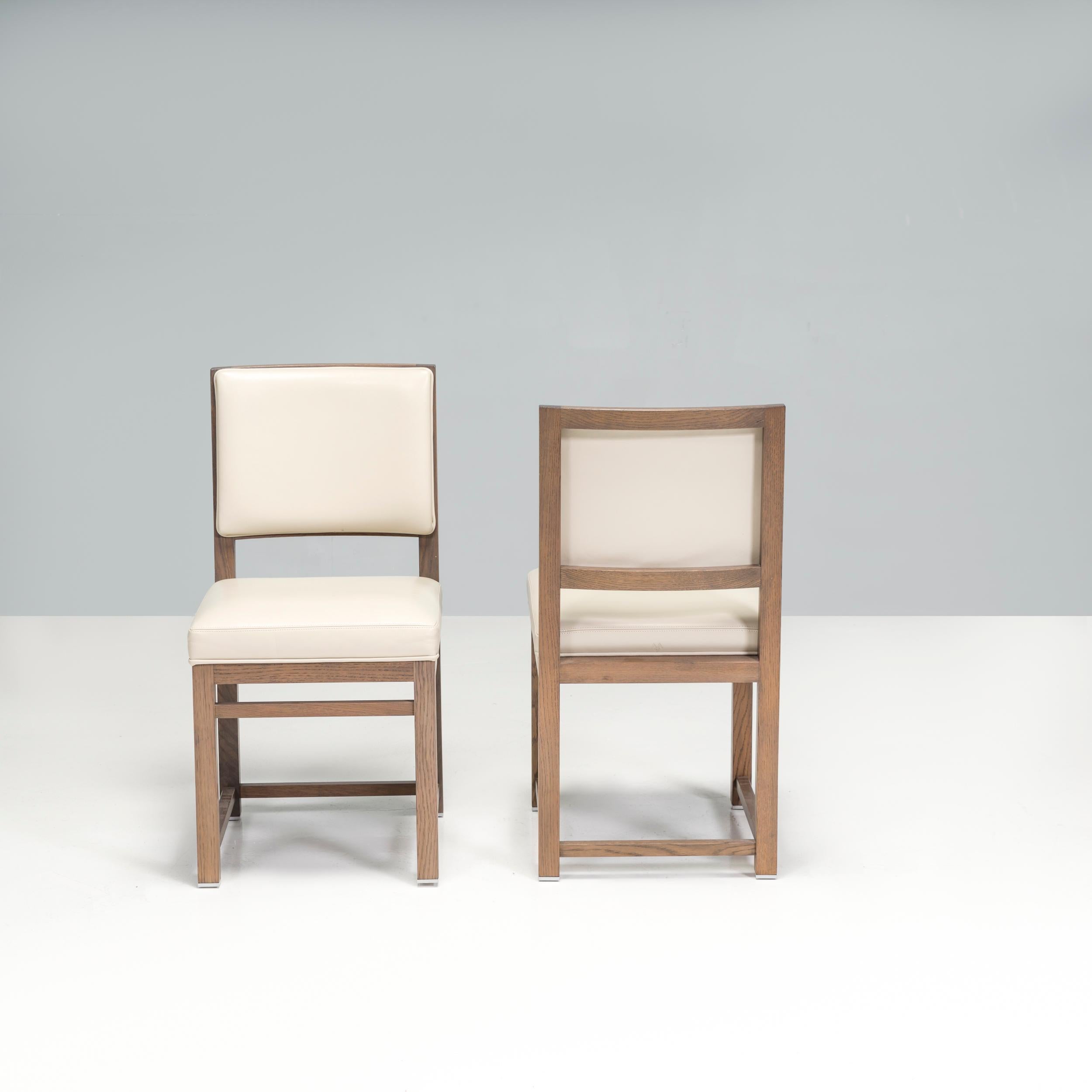 Antonio Citterio for Maxalto Musa Oak & Leather Dining Chairs, Set of 2 In Good Condition For Sale In London, GB
