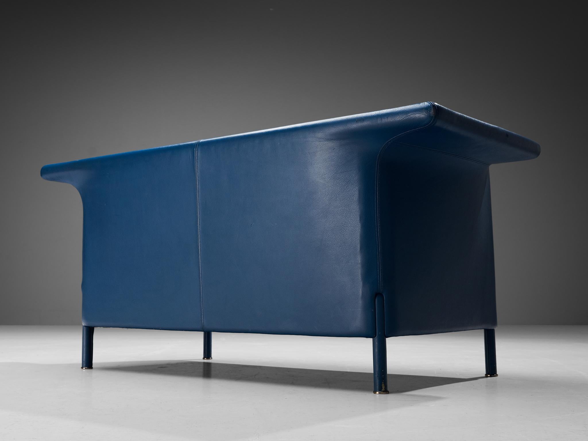 Italian Antonio Citterio for Moroso 'Cricket' Sofas in Blue Leather For Sale