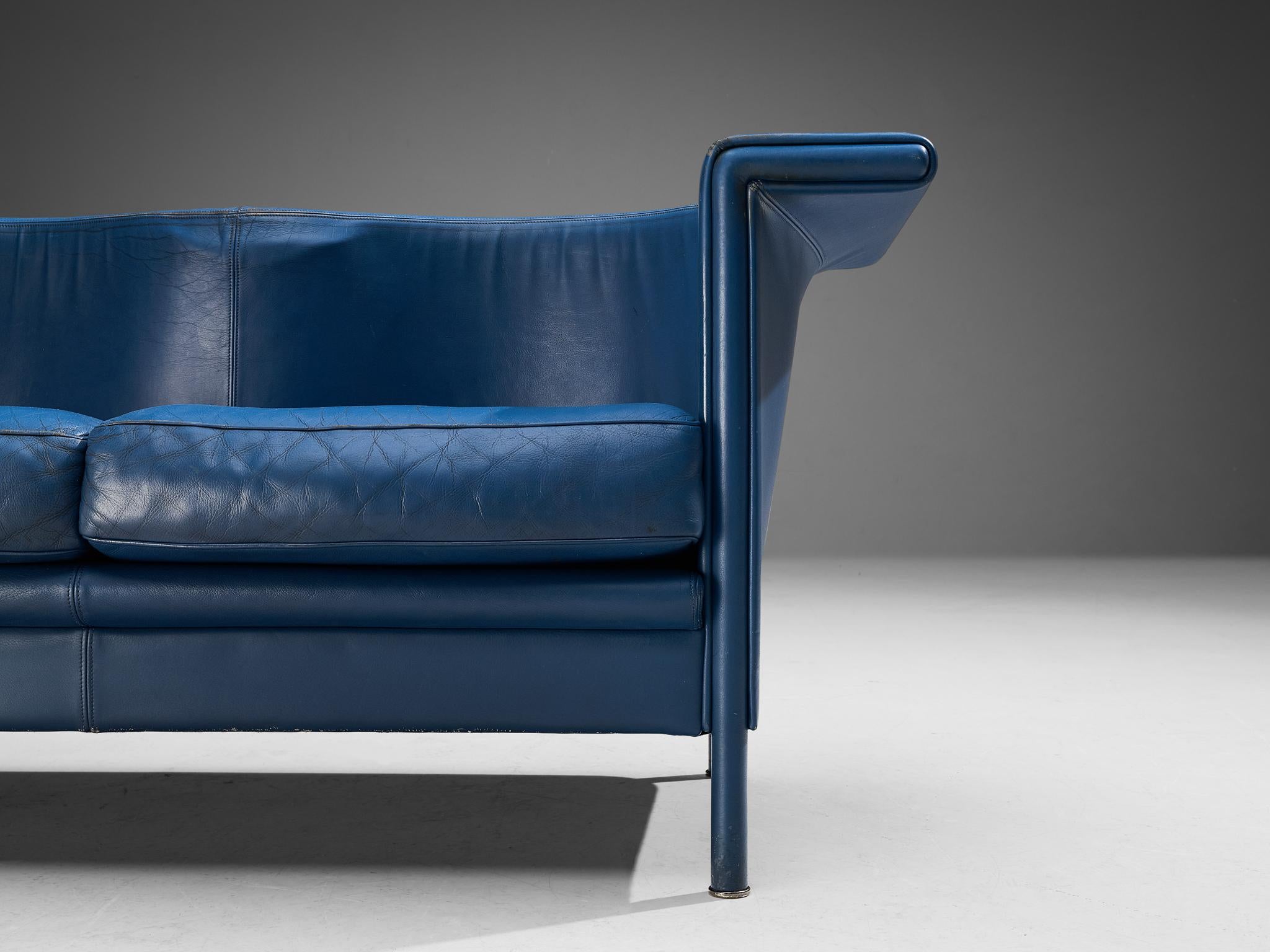 Late 20th Century Antonio Citterio for Moroso 'Cricket' Sofas in Blue Leather For Sale