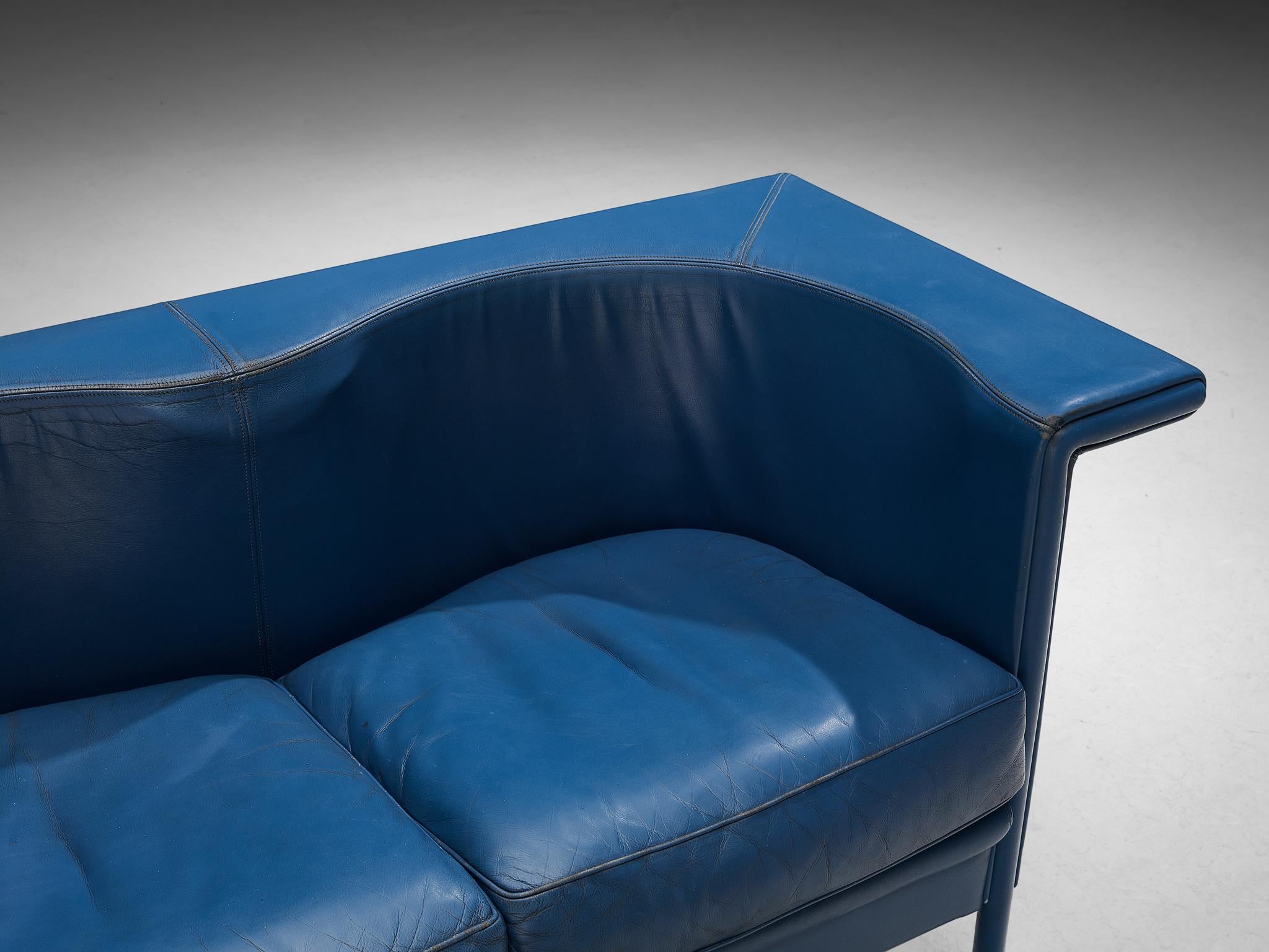 Antonio Citterio for Moroso 'Cricket' Sofas in Blue Leather For Sale 2