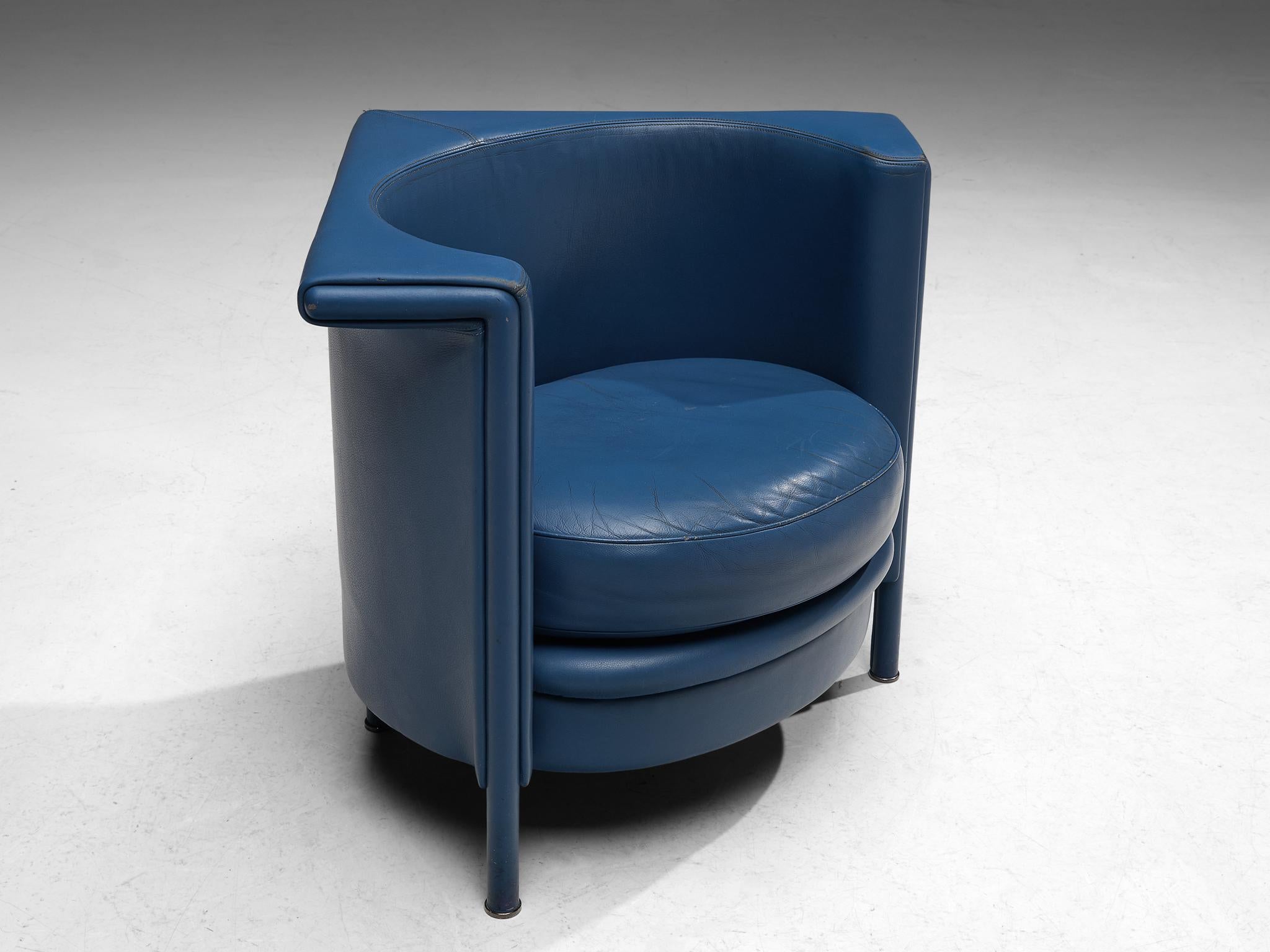 Antonio Citterio for Moroso Pair of Lounge Chairs in Blue Leather 2