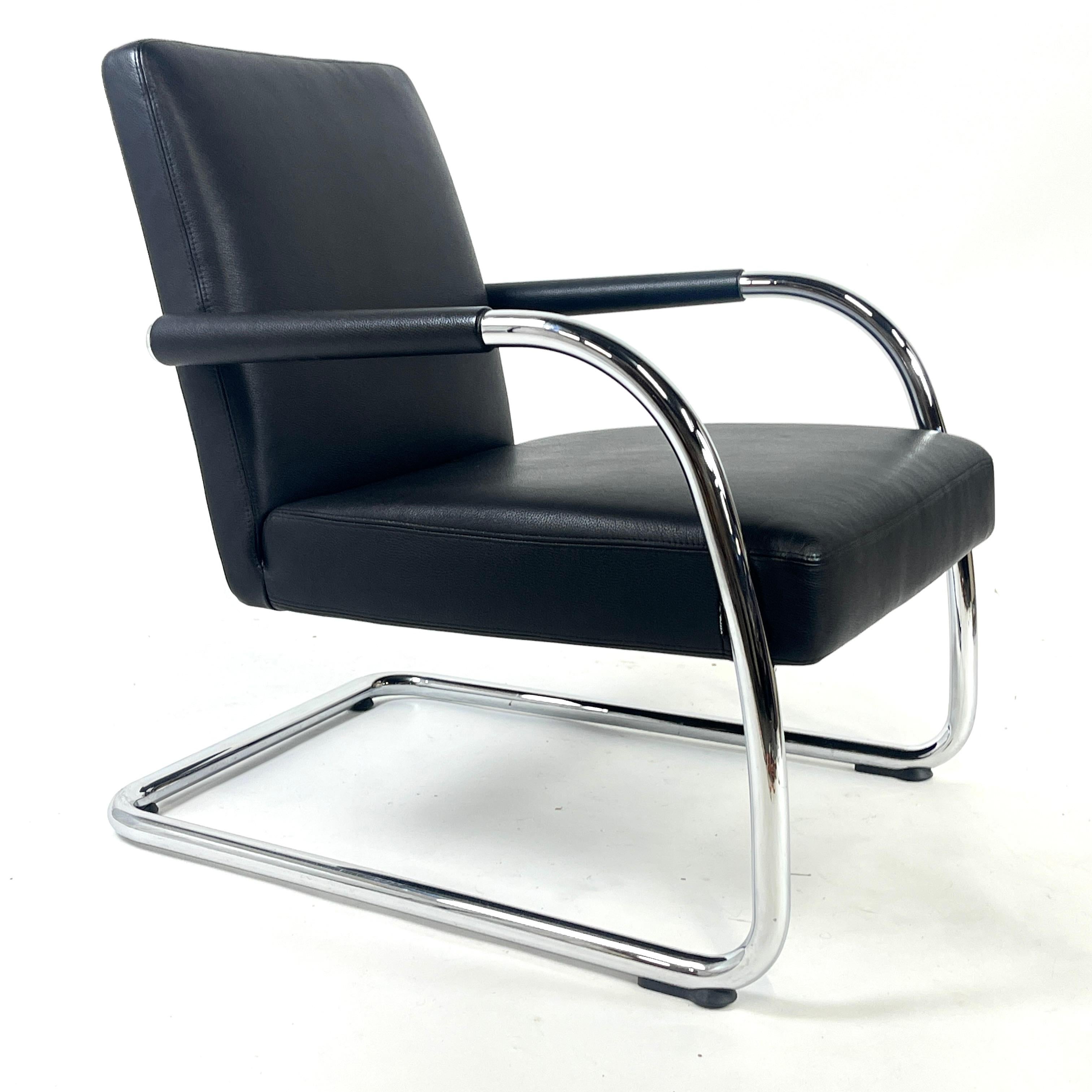 ANTONIO CITTERIO for VITRA Cantilevered Chrome & Leather Lounge Chair 4 avail. For Sale 5
