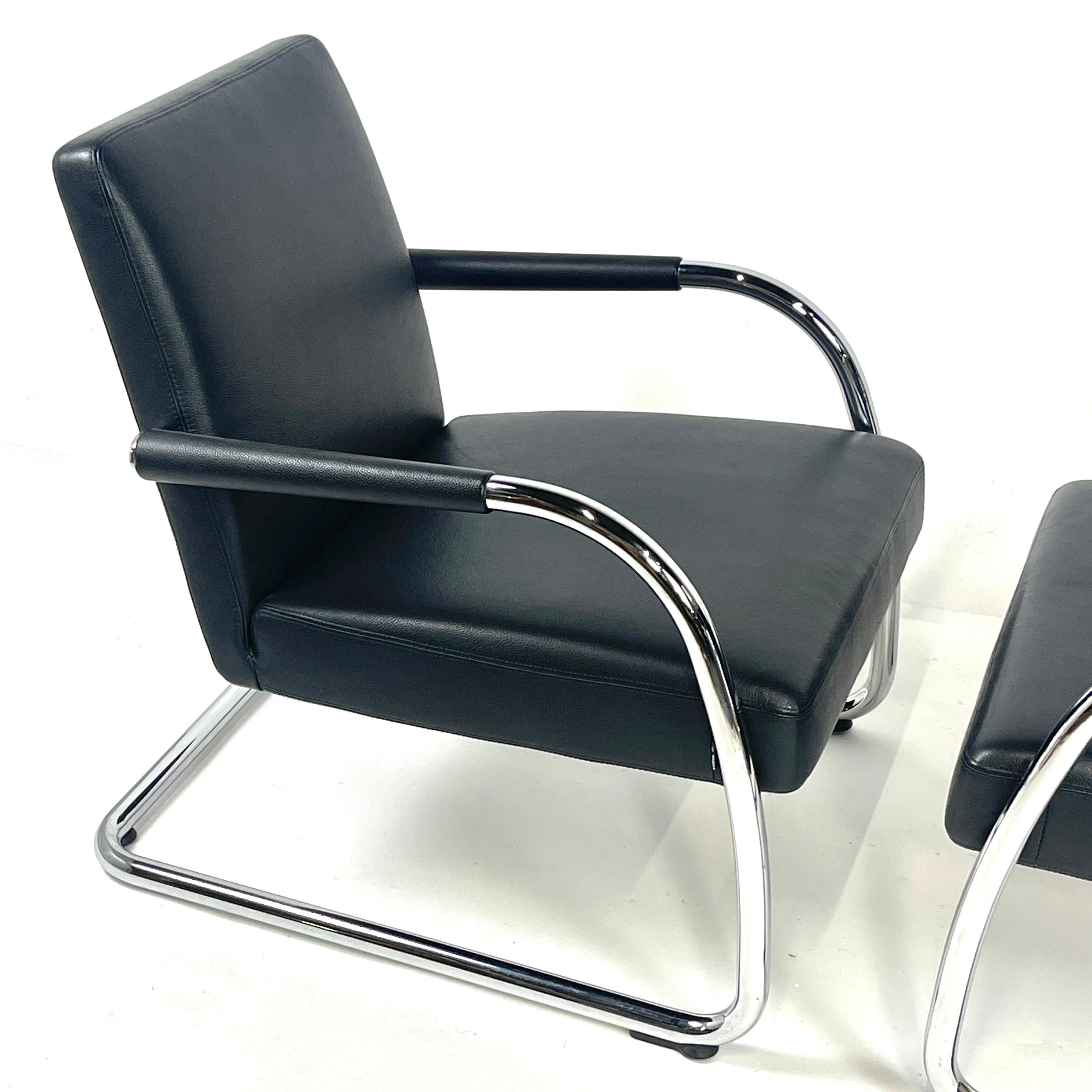 Bauhaus ANTONIO CITTERIO for VITRA Cantilevered Chrome & Leather Lounge Chair 4 avail. For Sale