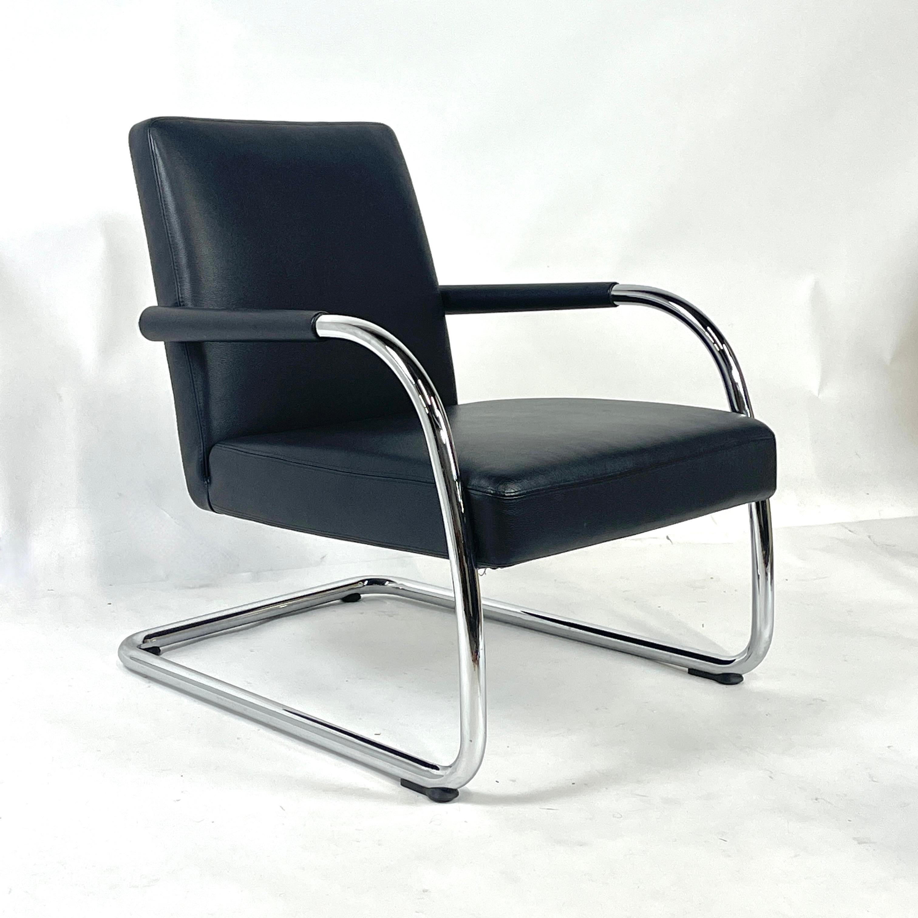 Italian ANTONIO CITTERIO for VITRA Cantilevered Chrome & Leather Lounge Chair 4 avail. For Sale