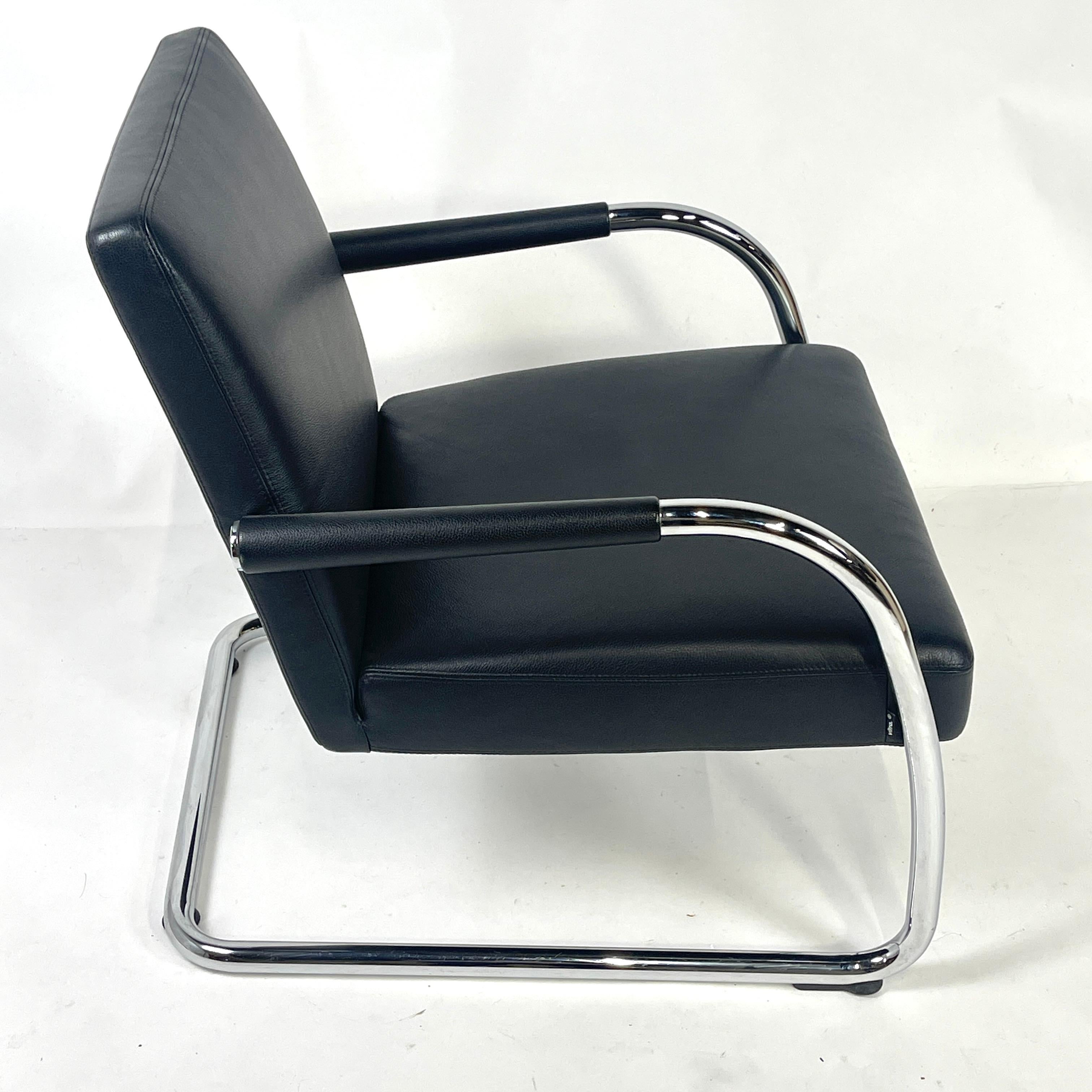 Polished ANTONIO CITTERIO for VITRA Cantilevered Chrome & Leather Lounge Chair 4 avail. For Sale