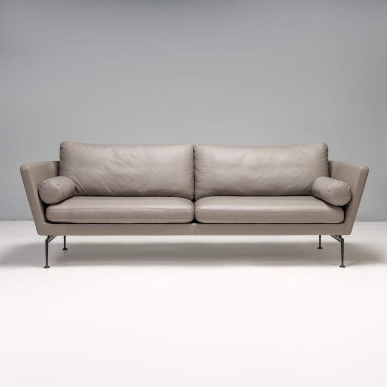Originally designed in 2010 by Antonio Citterio for Vitra, the suita sofa is a fantastic example of modern design.

The sofa has a slimline tuxedo style frame with integrated armrests and is fully upholstered in grey leather.

The sofa sits on