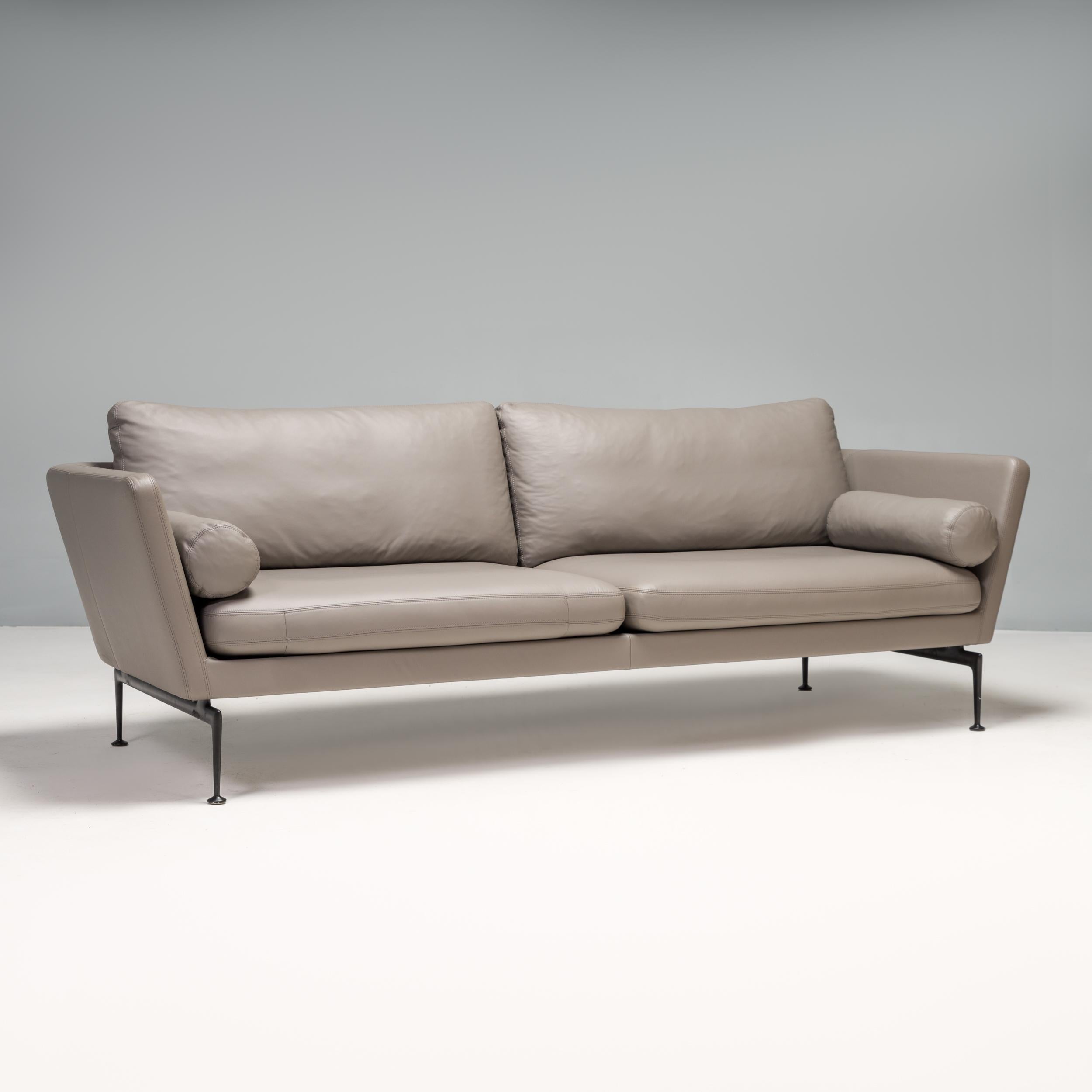 Antonio Citterio für Vitra, dreisitziges Suita-Sofa aus grauem Leder, 2021 (Deutsch) im Angebot