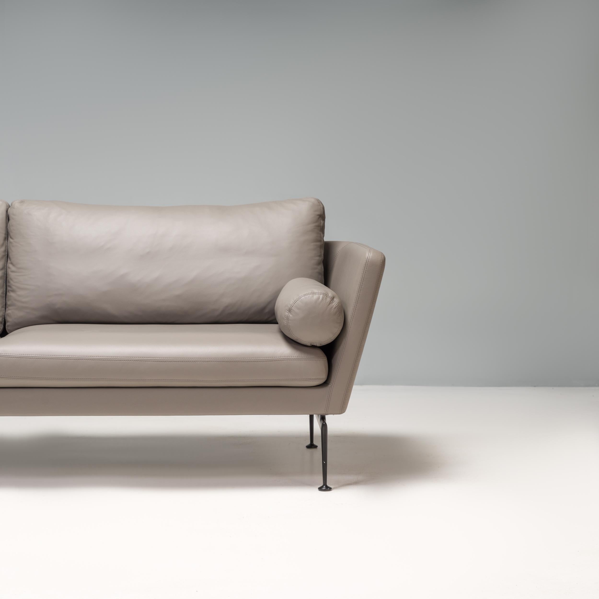 Antonio Citterio für Vitra, dreisitziges Suita-Sofa aus grauem Leder, 2021 (Deutsch) im Angebot