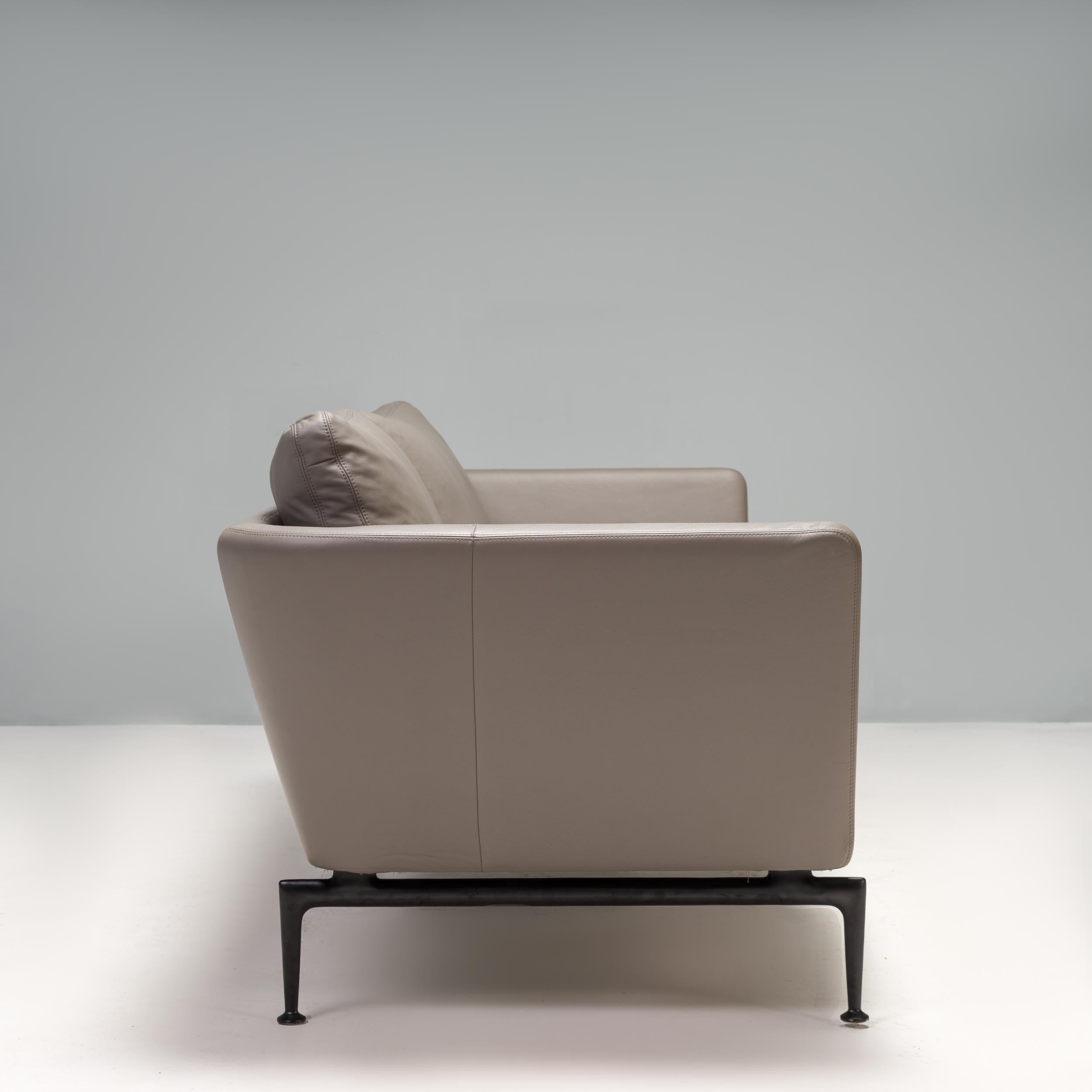 Contemporary Antonio Citterio for Vitra Grey Leather Suita Three-Seat Sofa, 2021 For Sale