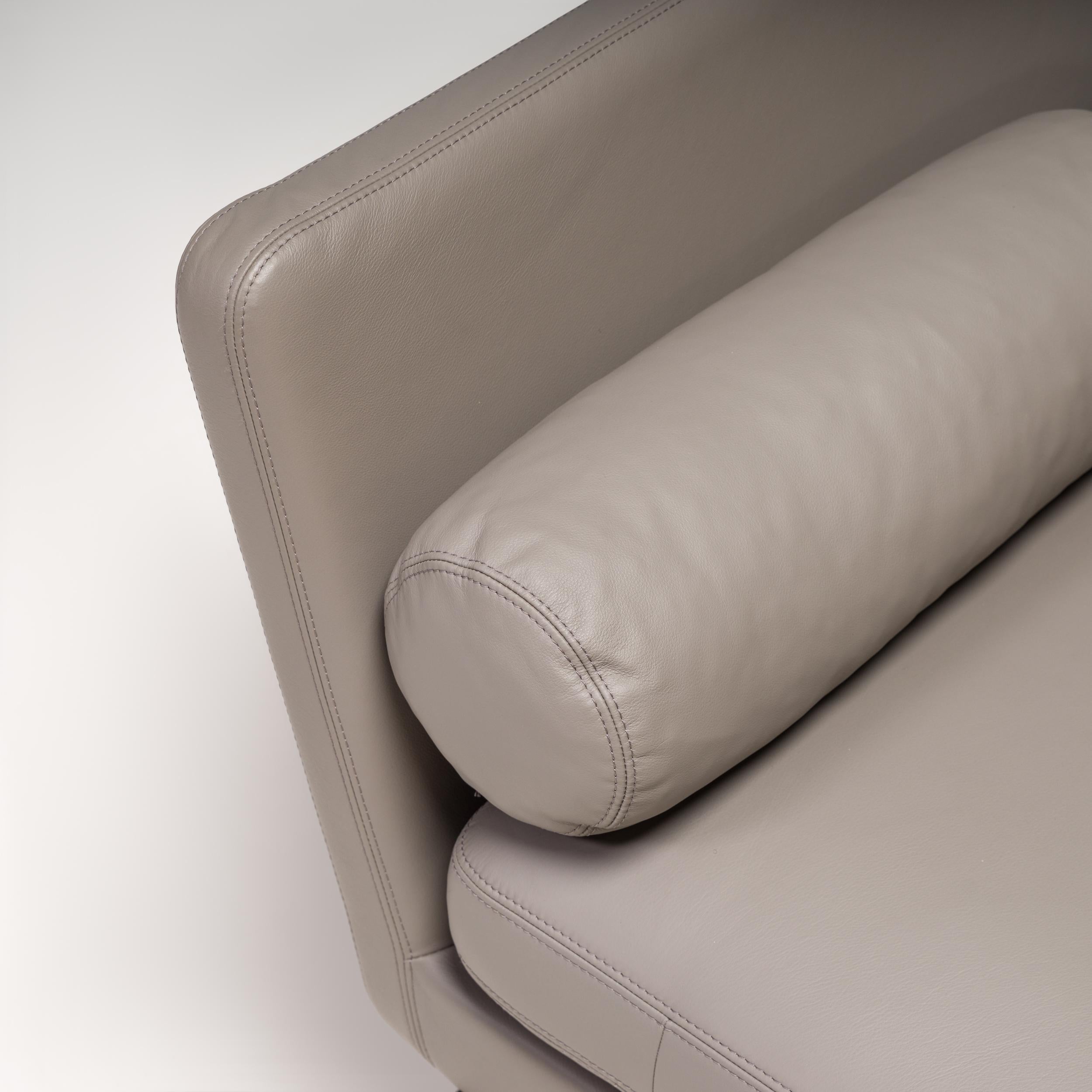 Antonio Citterio für Vitra, dreisitziges Suita-Sofa aus grauem Leder, 2021 (Aluminium) im Angebot