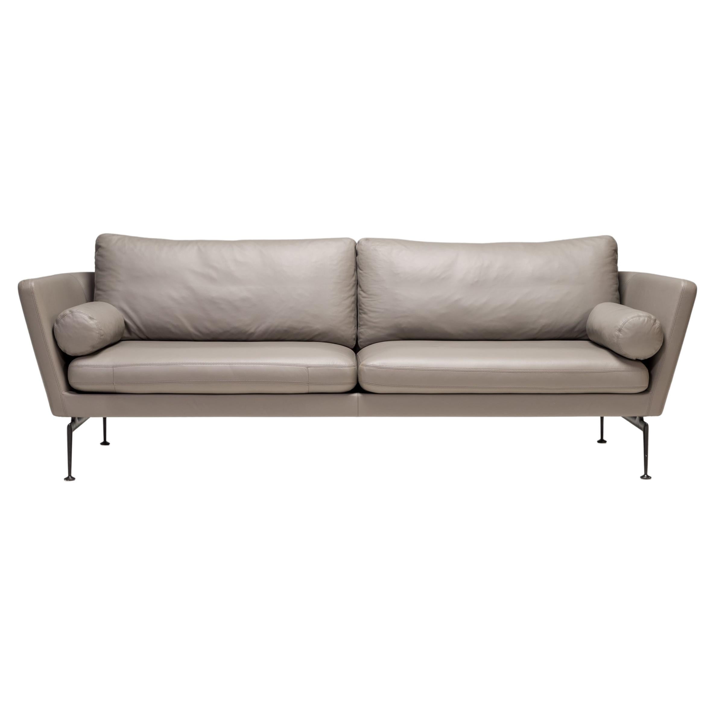 Antonio Citterio für Vitra, dreisitziges Suita-Sofa aus grauem Leder, 2021