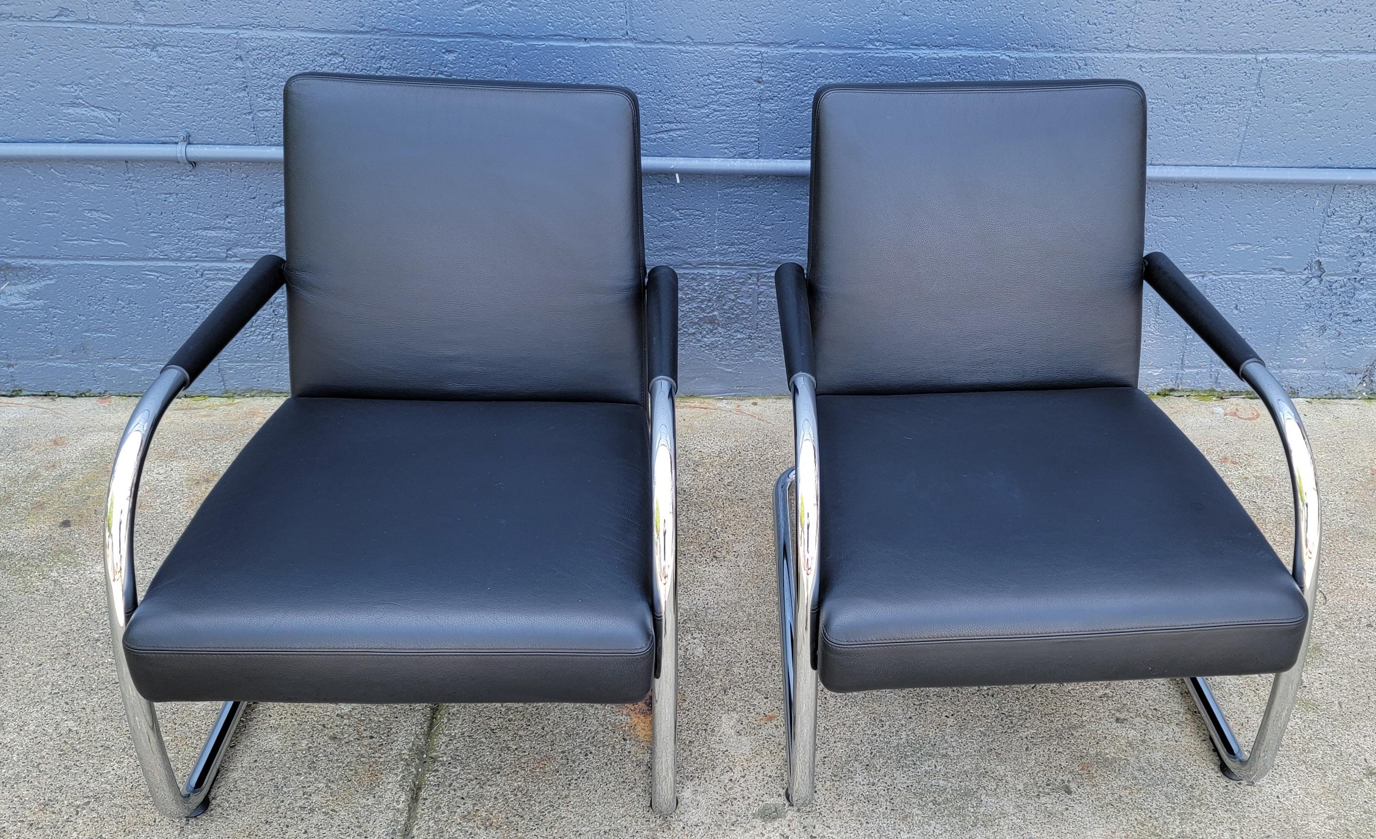 Antonio Citterio for Vitra Leather & Chrome Lounge Chairs In Good Condition In Fulton, CA