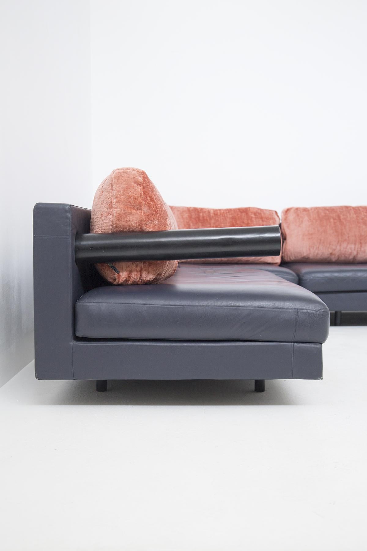 Antonio Citterio Leather Corner Sofa for B&B Italia In Good Condition For Sale In Milano, IT