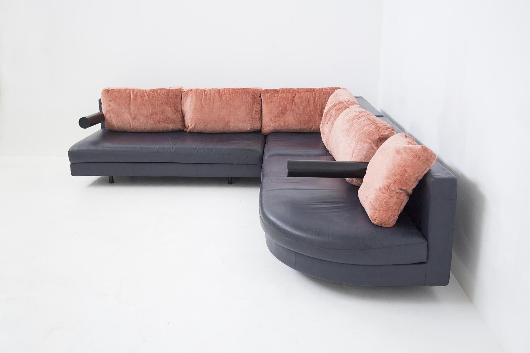 Antonio Citterio Leather Corner Sofa for B&B Italia For Sale 1