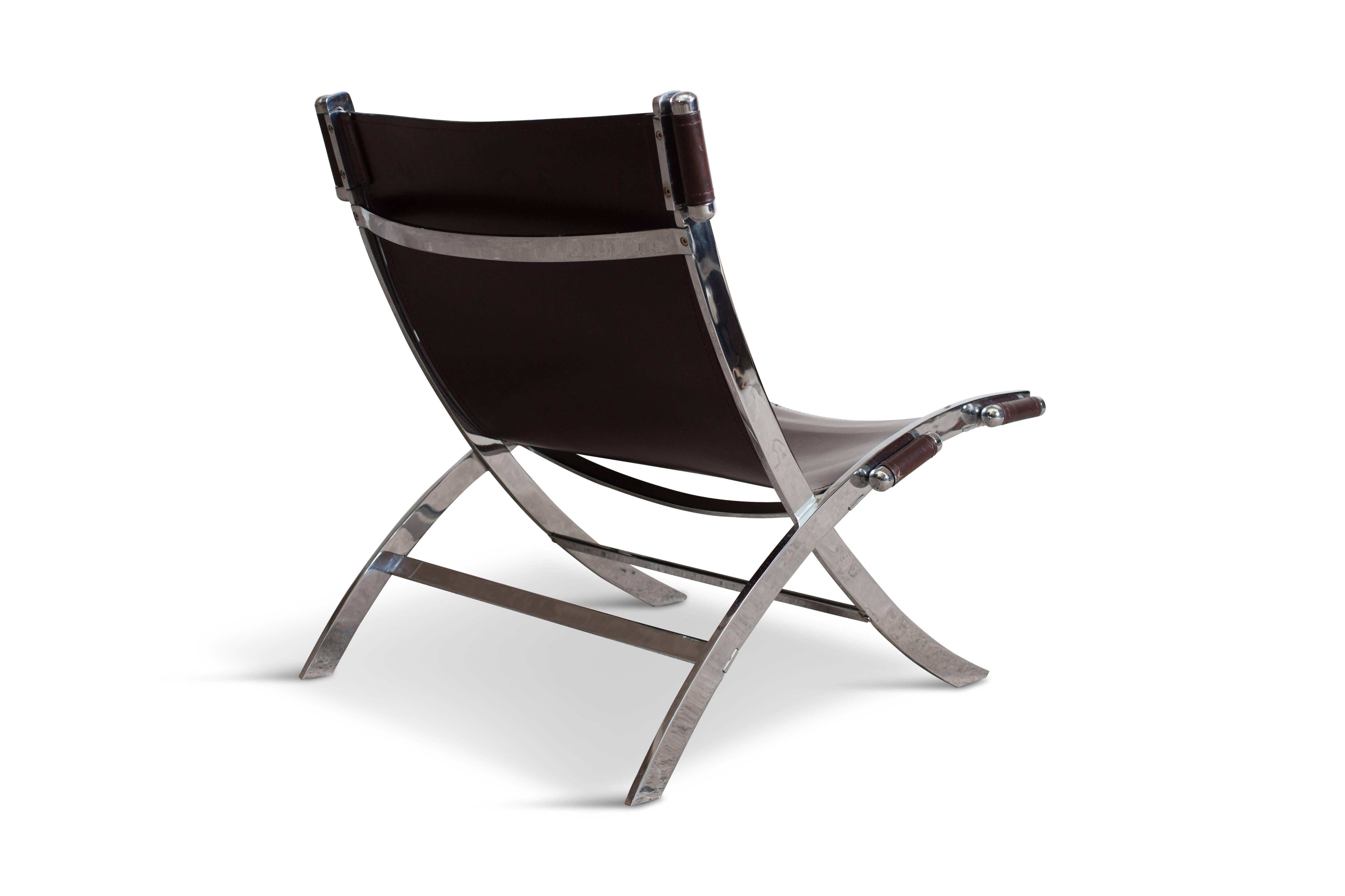 Mid-Century Modern Antonio Citterio Lounge Chair in Chrome and Leather