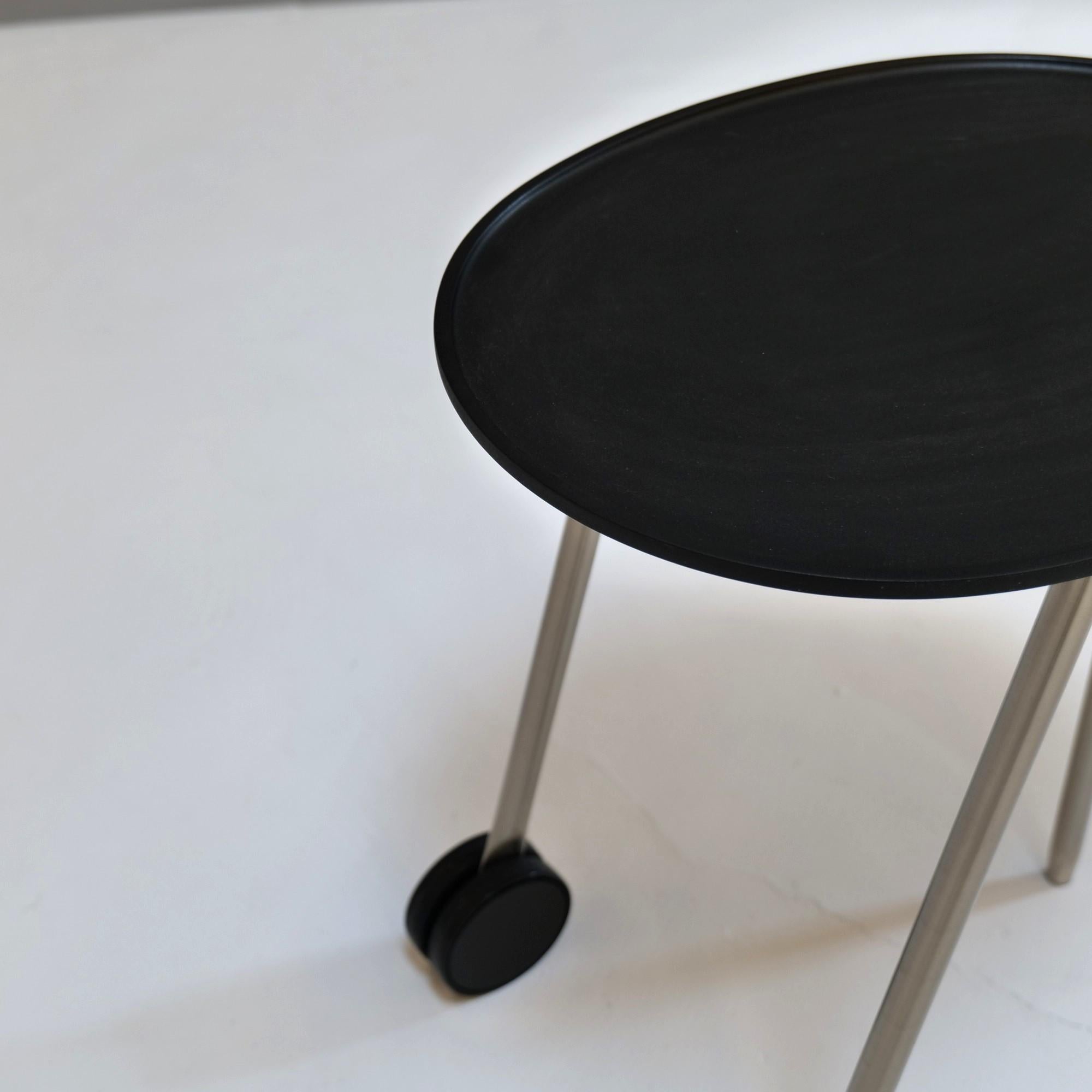 Brushed Antonio Citterio, side table mod. Baisity for B&B Italia, 1980 For Sale