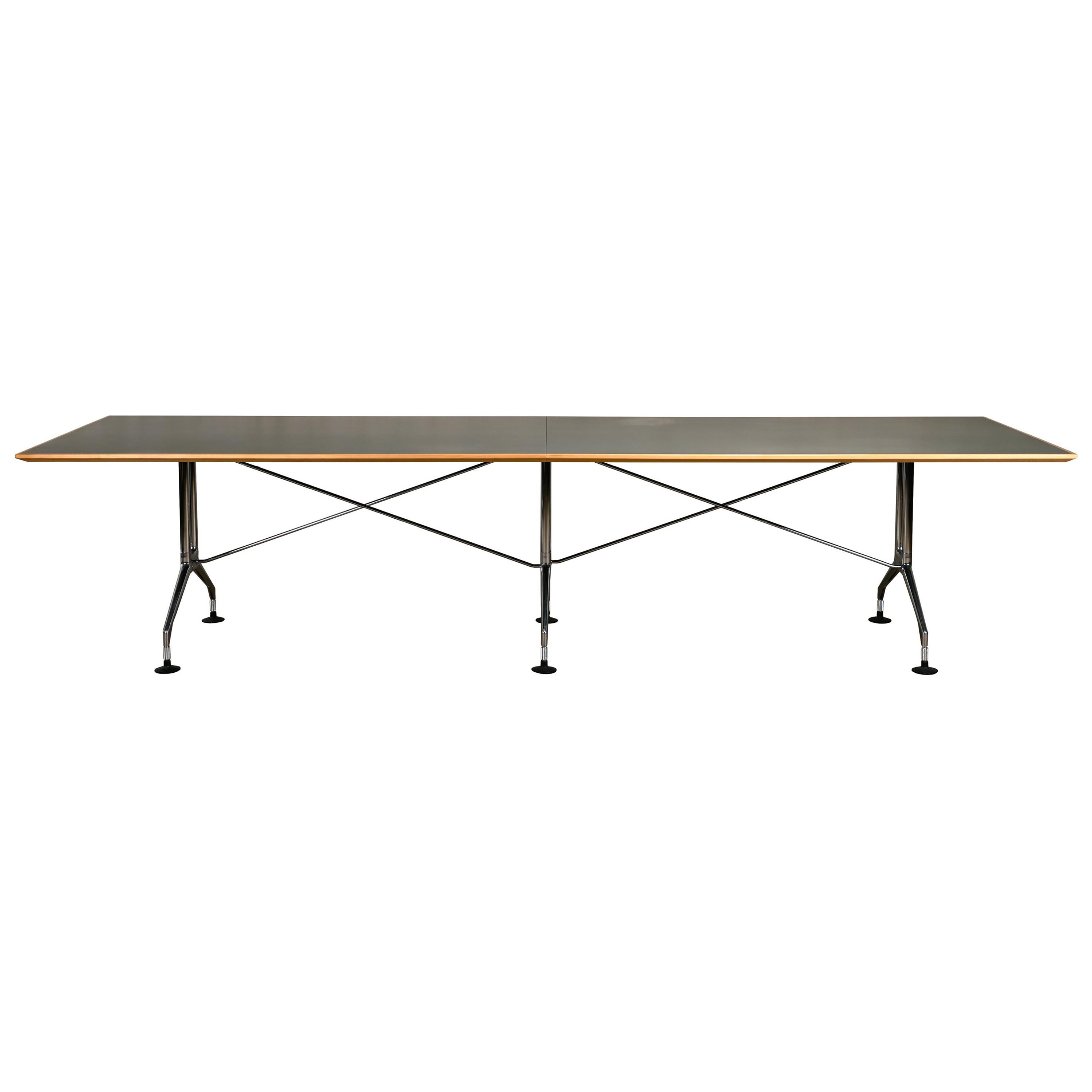 Antonio Citterio Spatio Table in Maple / Linoleum tabletop and Chrome for Vitra