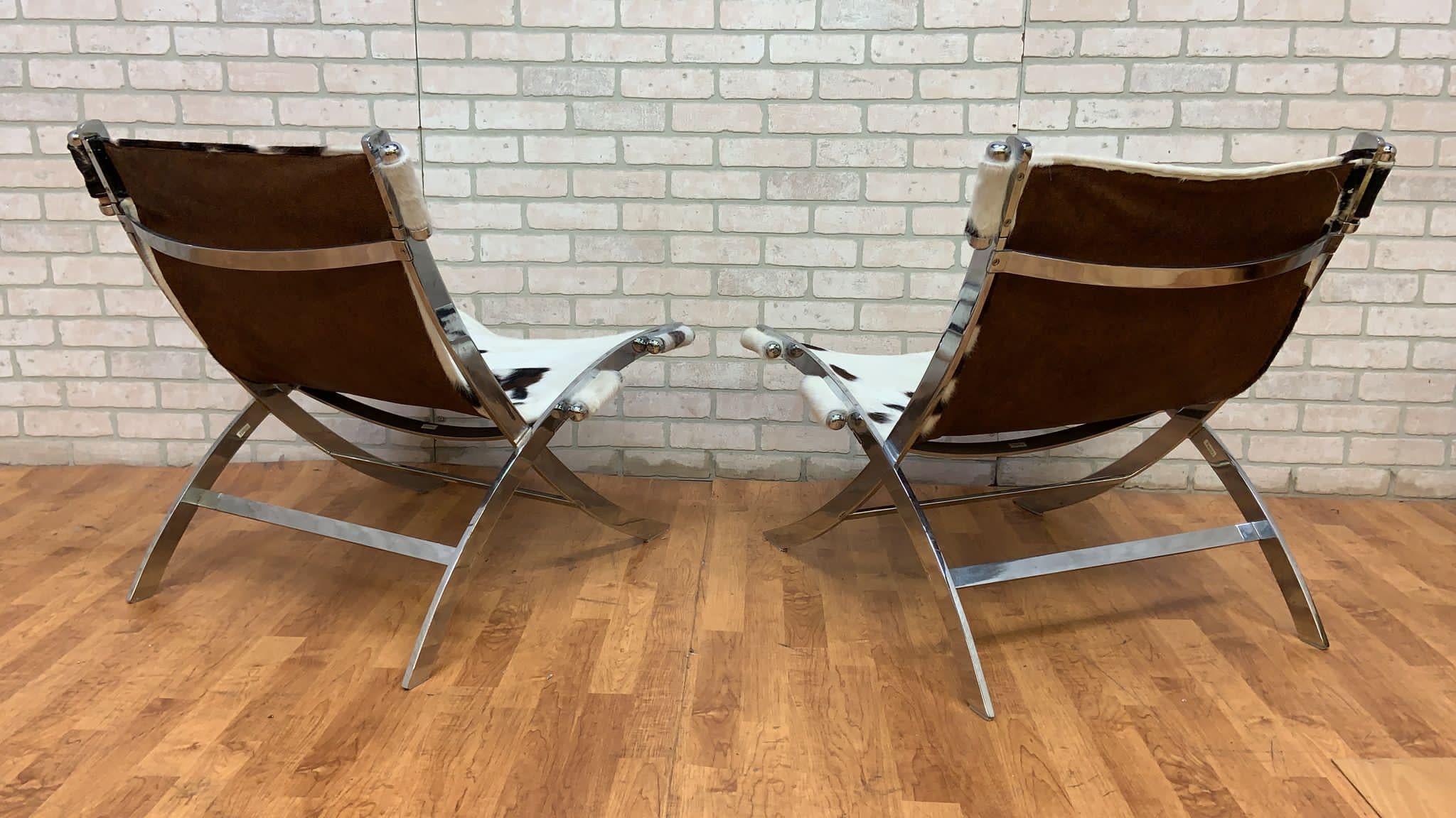Cowhide Antonio Citterio ”Timeless” Lounge Scissor Chairs for Flexform Newly Upholstered For Sale